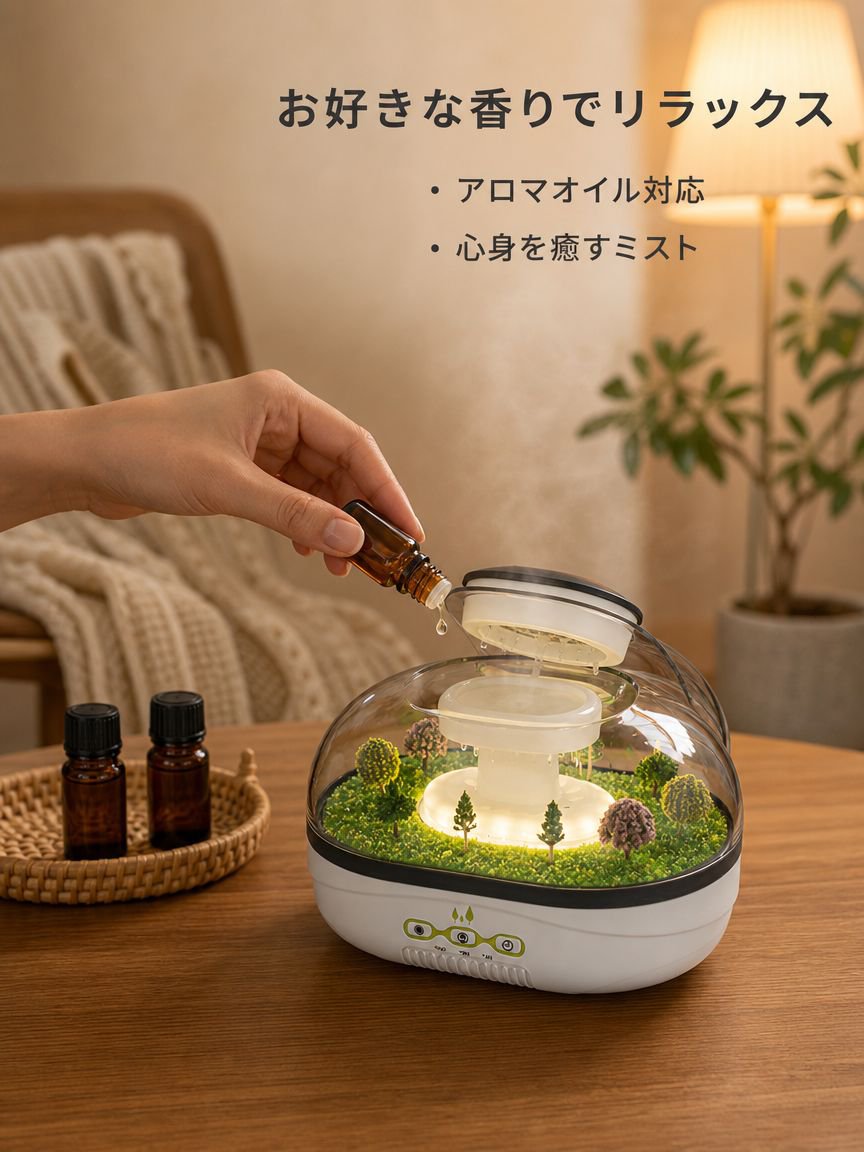 USB超音波静音アロマ加湿器 ミニチュアレインドロップ雰囲気ライト 家庭用寝室用精油ディフューザー