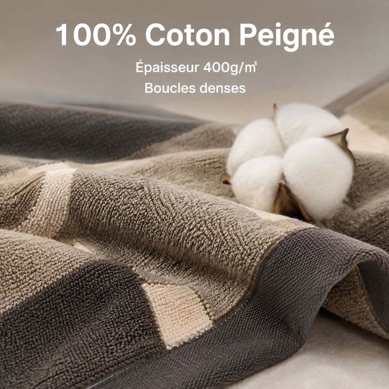 Serviette en coton pur unisexe pour la maison