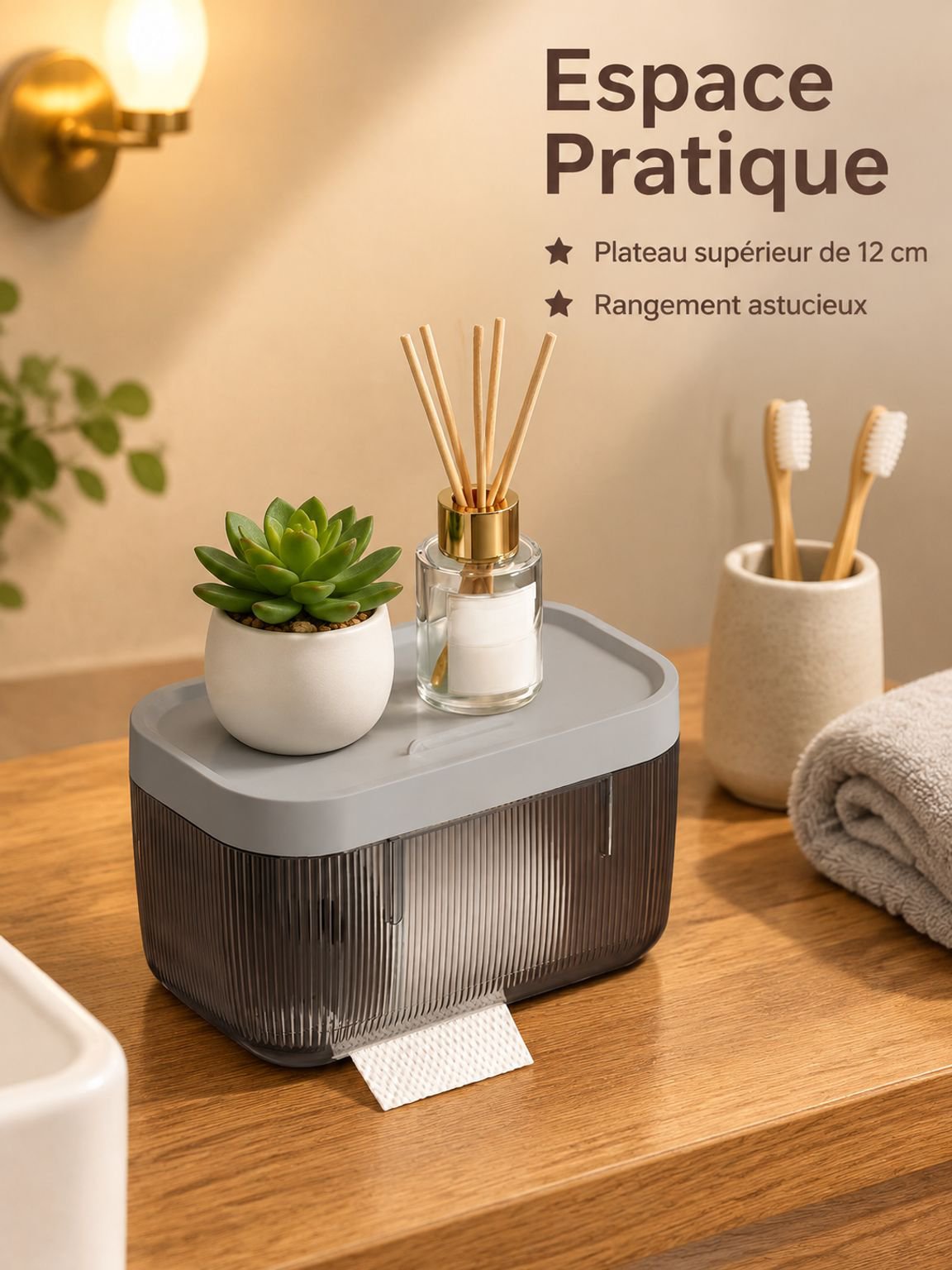 Boîte à Mouchoirs Multifonction pour Salle de Bain