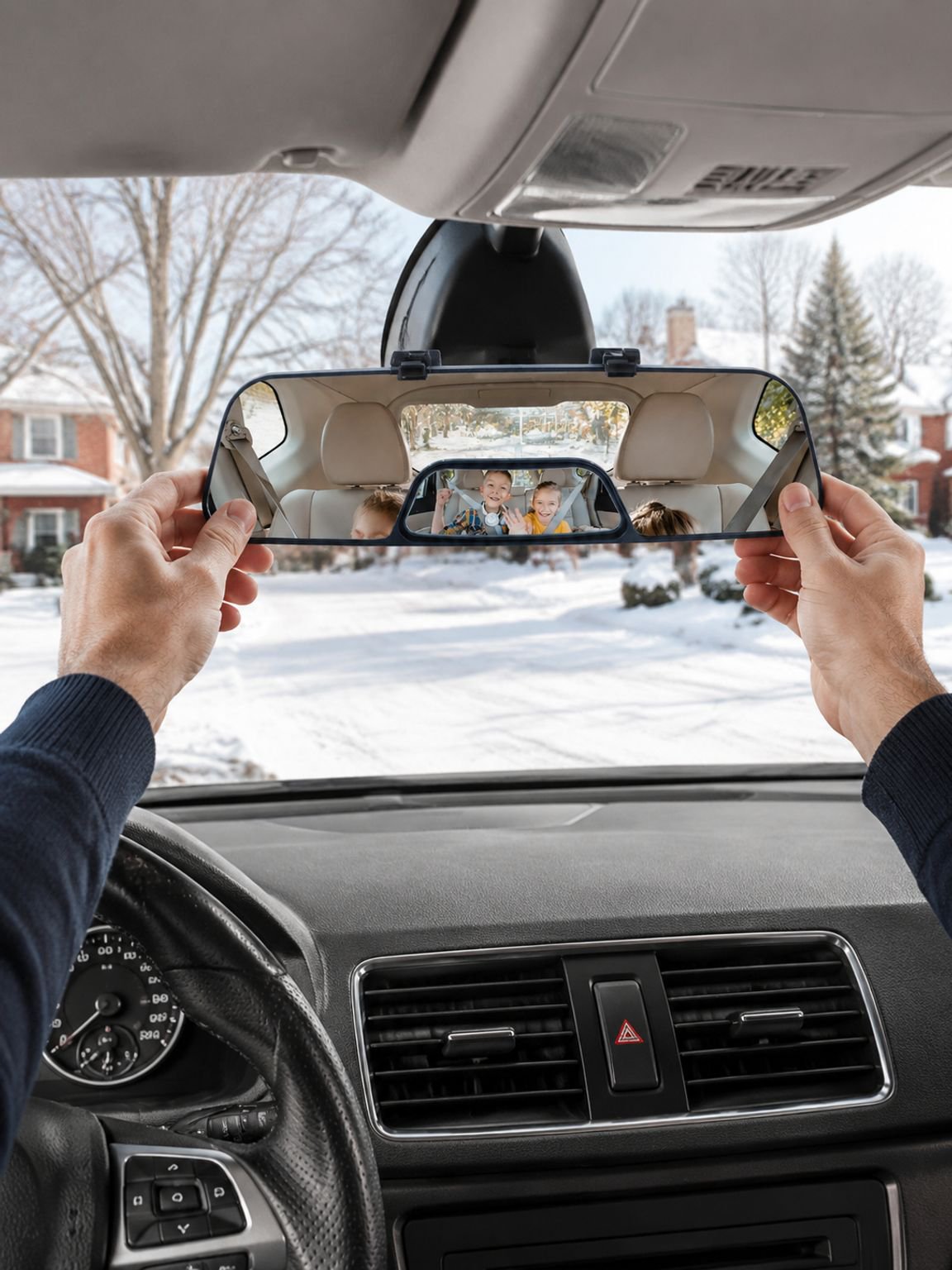 Car rearview mirror with wide field of view, car child observation mirror, rotatable car baby mirror