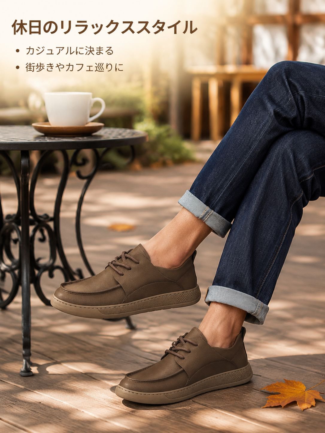 本革を使用した通気性と防臭性に優れたメンズカジュアルシューズ。柔らかなアッパー素材で、汎用性とトレンド感に優れたシューズです。