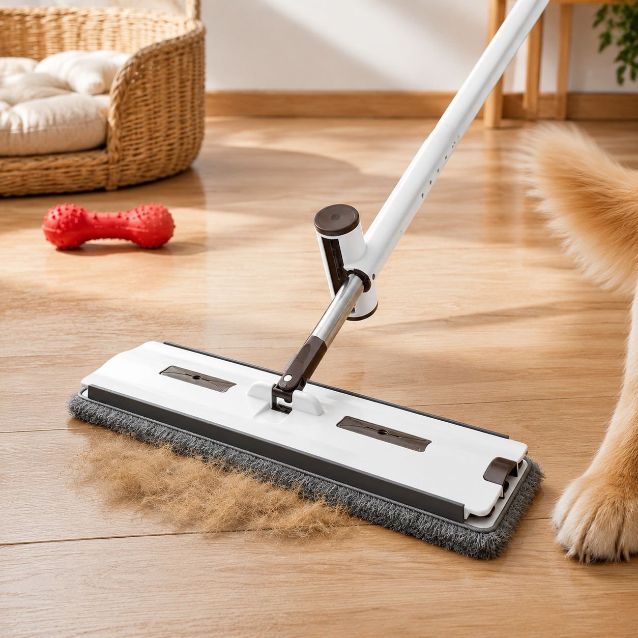 Anti-bacteria and anti-mite hand-free flat mop