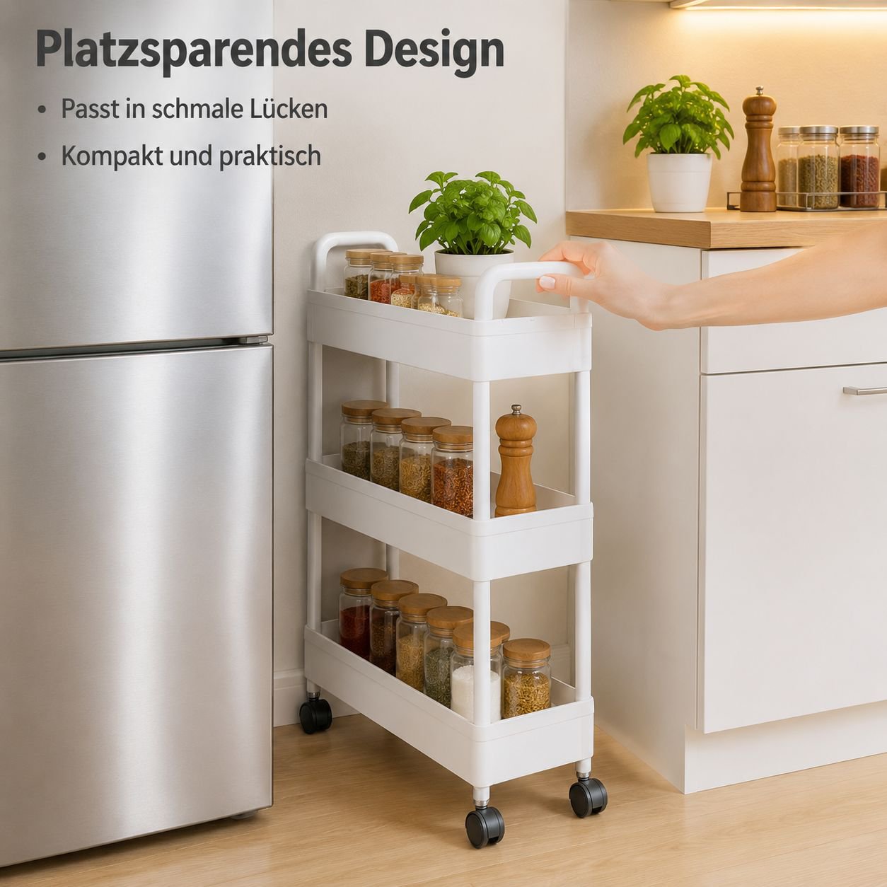 Mehrstöckiges Aufbewahrungsregal mit Trolleyfunktion für Zuhause