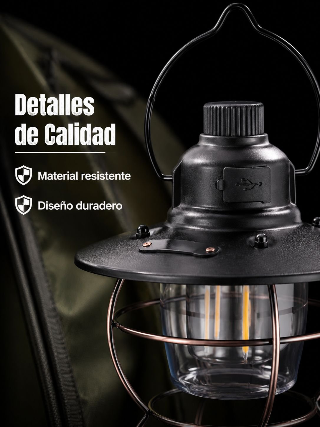 Lámpara de campamento inalámbrica de metal