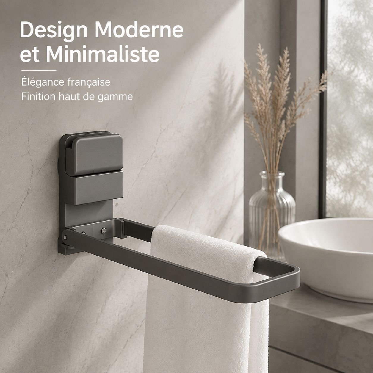 Porte-serviettes mural à ventouses (sans perçage)