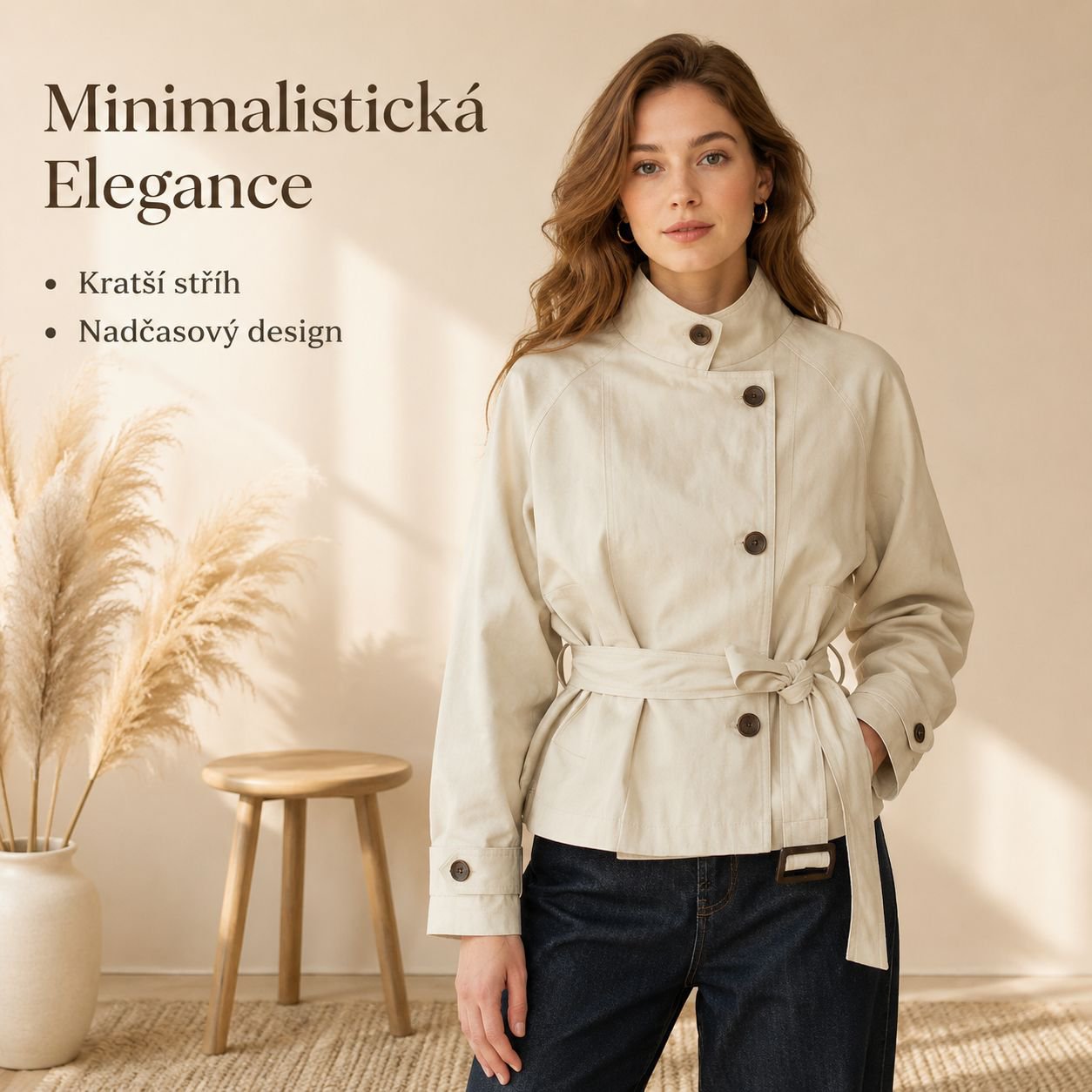 Podzimní trendy korejský minimalistický dámský trenčkot novinka