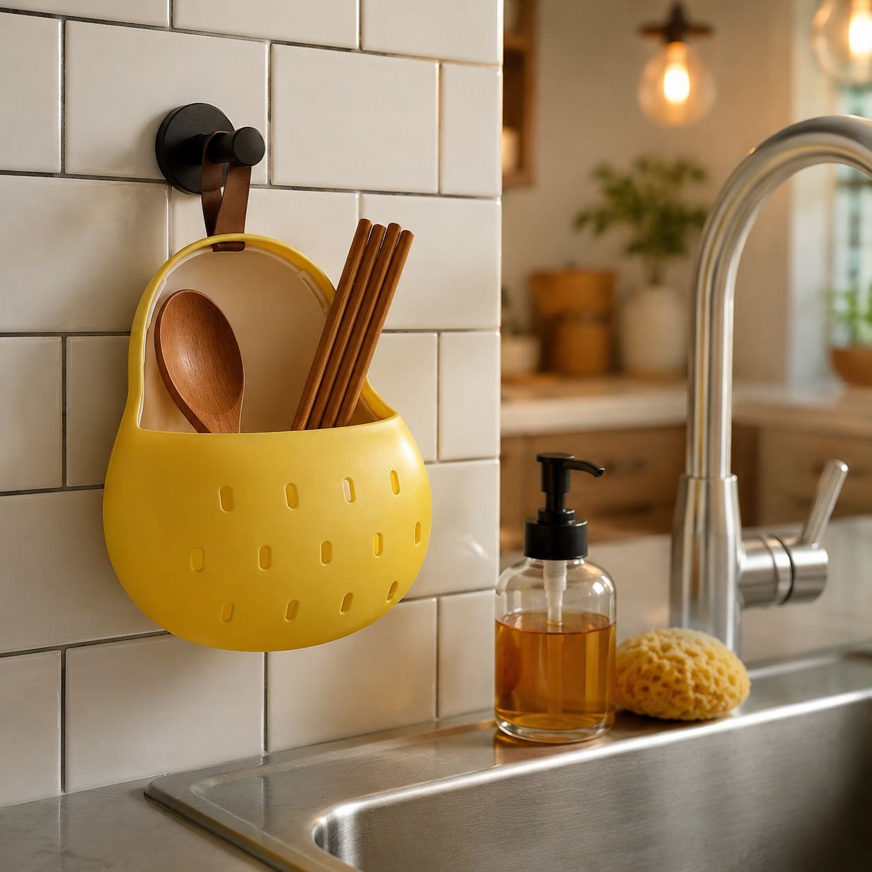 Qiuyue Pear Multifunctional Kitchen Chopstick Storage Drain Basket Magnetic Box