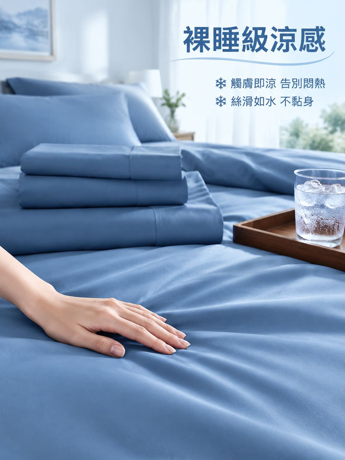 高级天丝竹纤维寝具套装-有机抗敏枕套床单被套