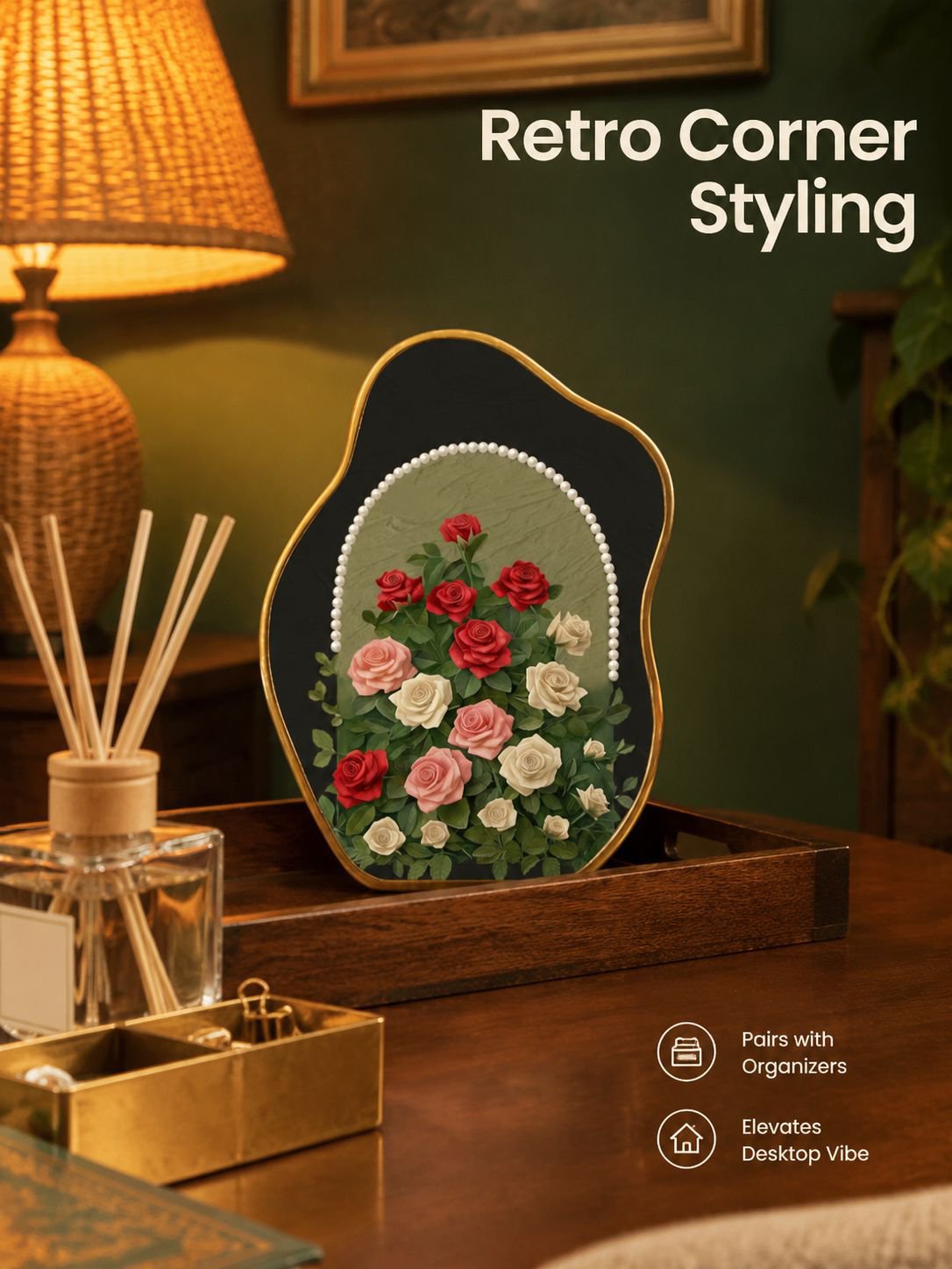 Pearl Rose Ancient Style Desktop Cabinet Small Pendant