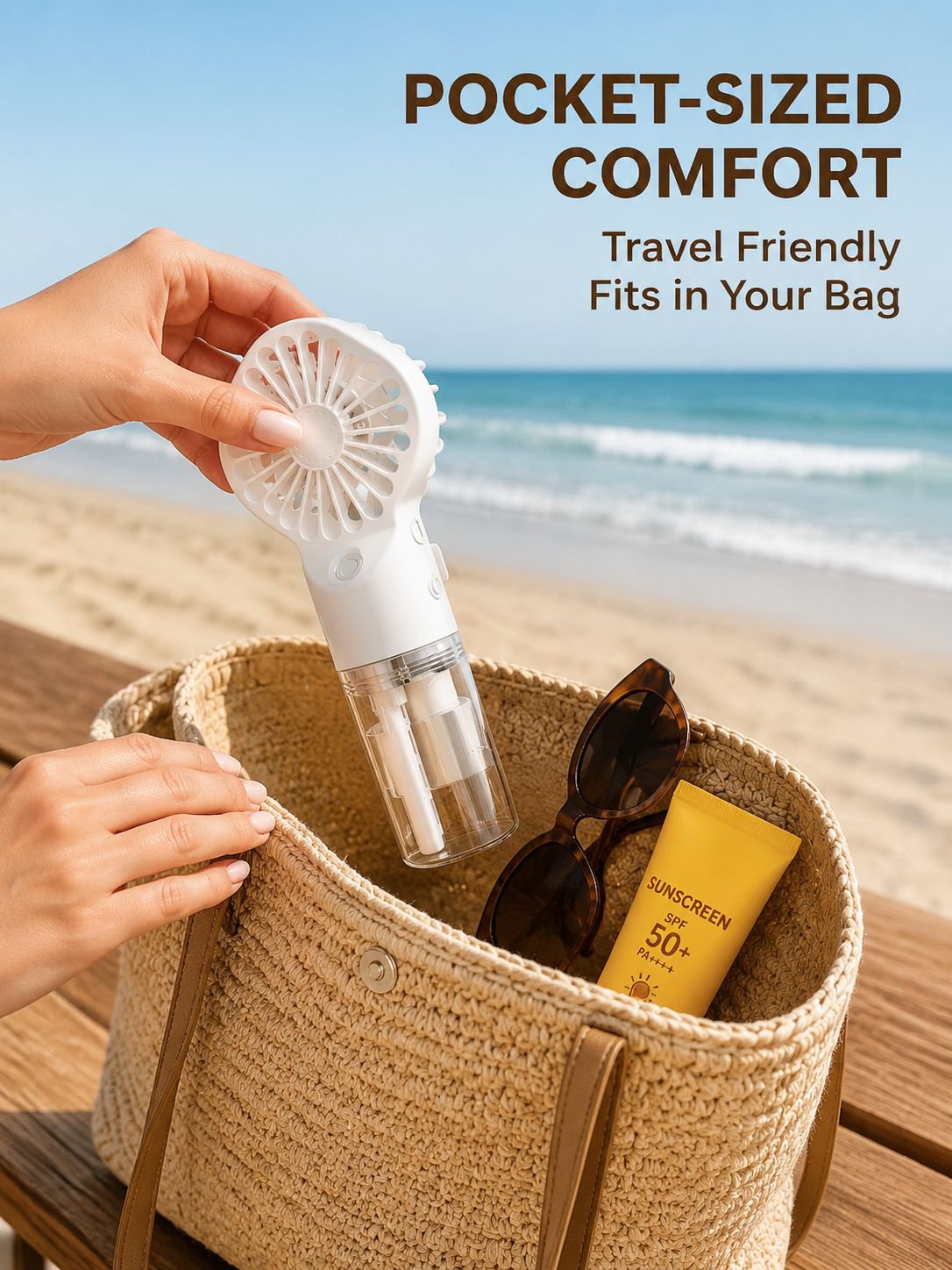 Portable Mist Humidifying Handheld Mini Rechargeable Small Air Conditioner Fan