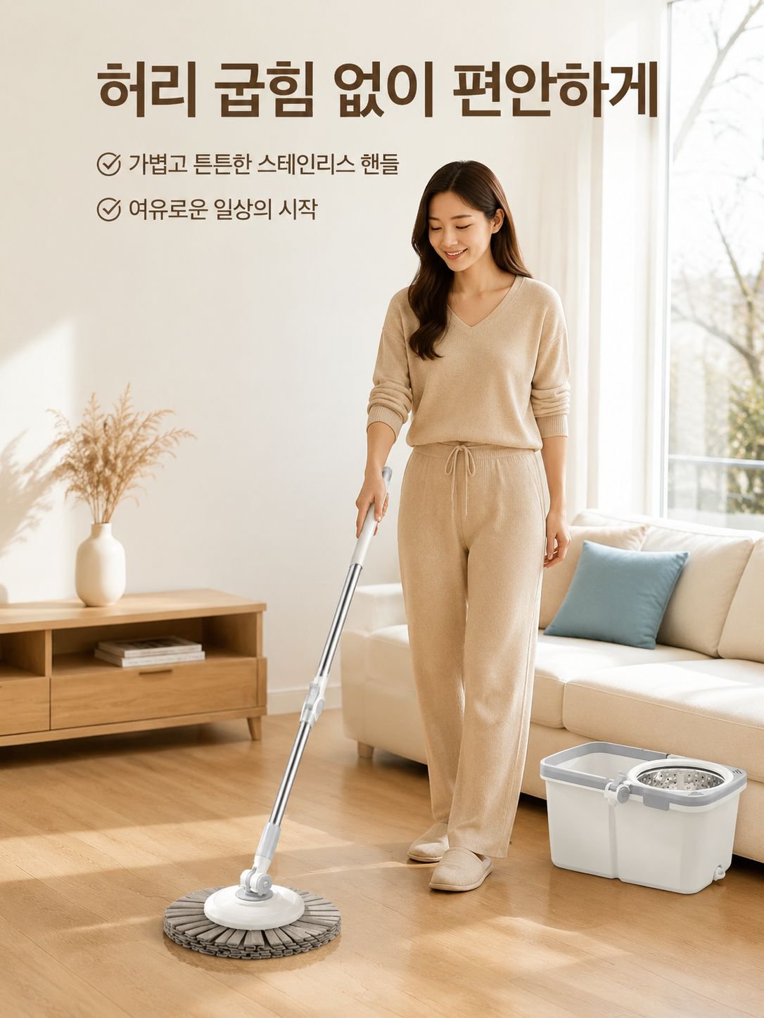 강화 세척 일체 대걸레 배달통