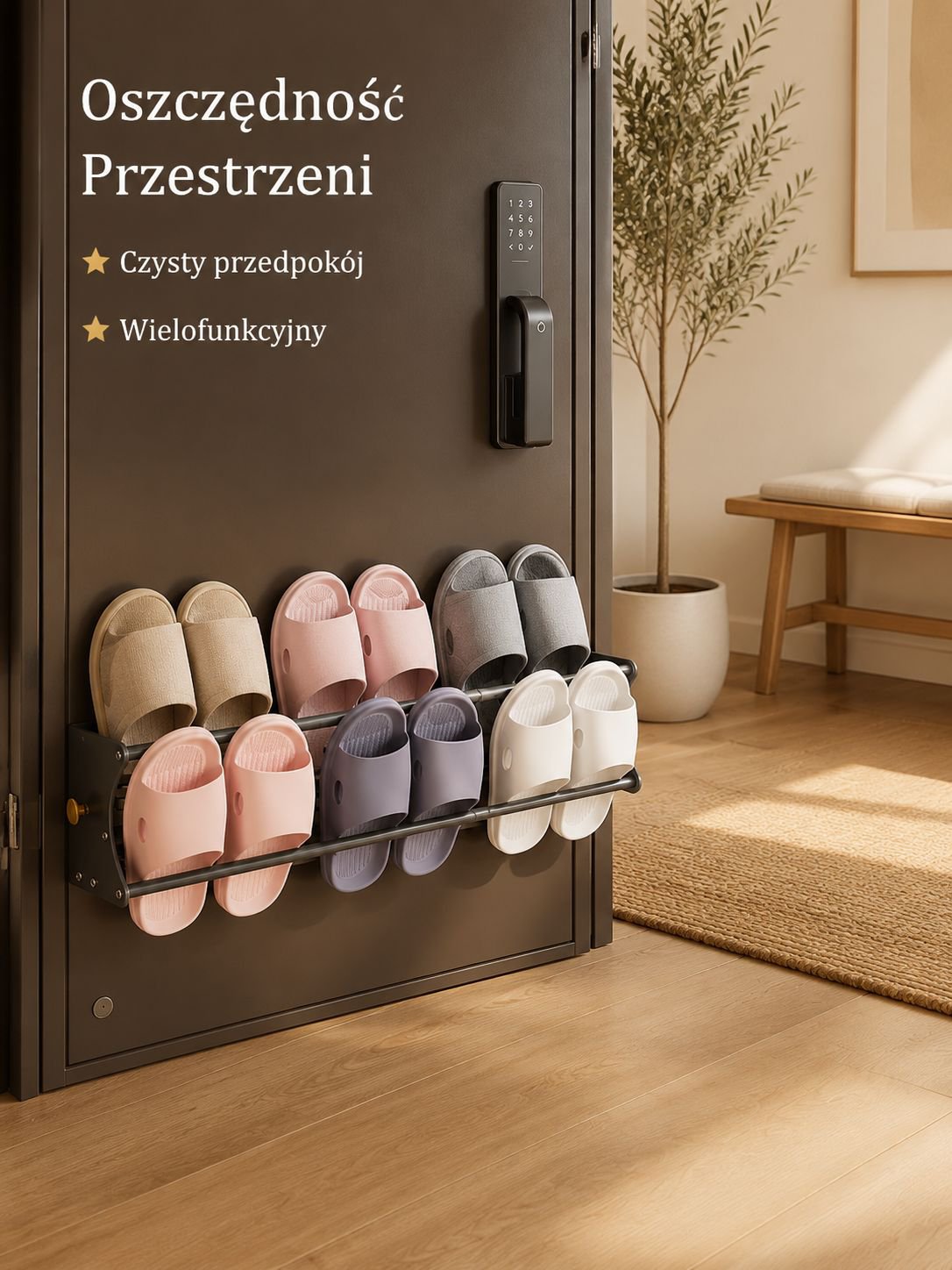 Bezinwazyjny magnetyczny stojak na kapcie, wielofunkcyjny uchwyt ścienny na buty za drzwiami