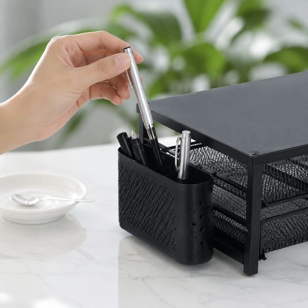 Two-Tier Desk Organiser with Drawer