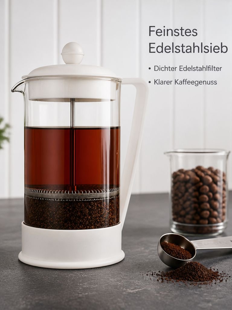 French-Press-Stempelkanne mit transparenter Glaskanne