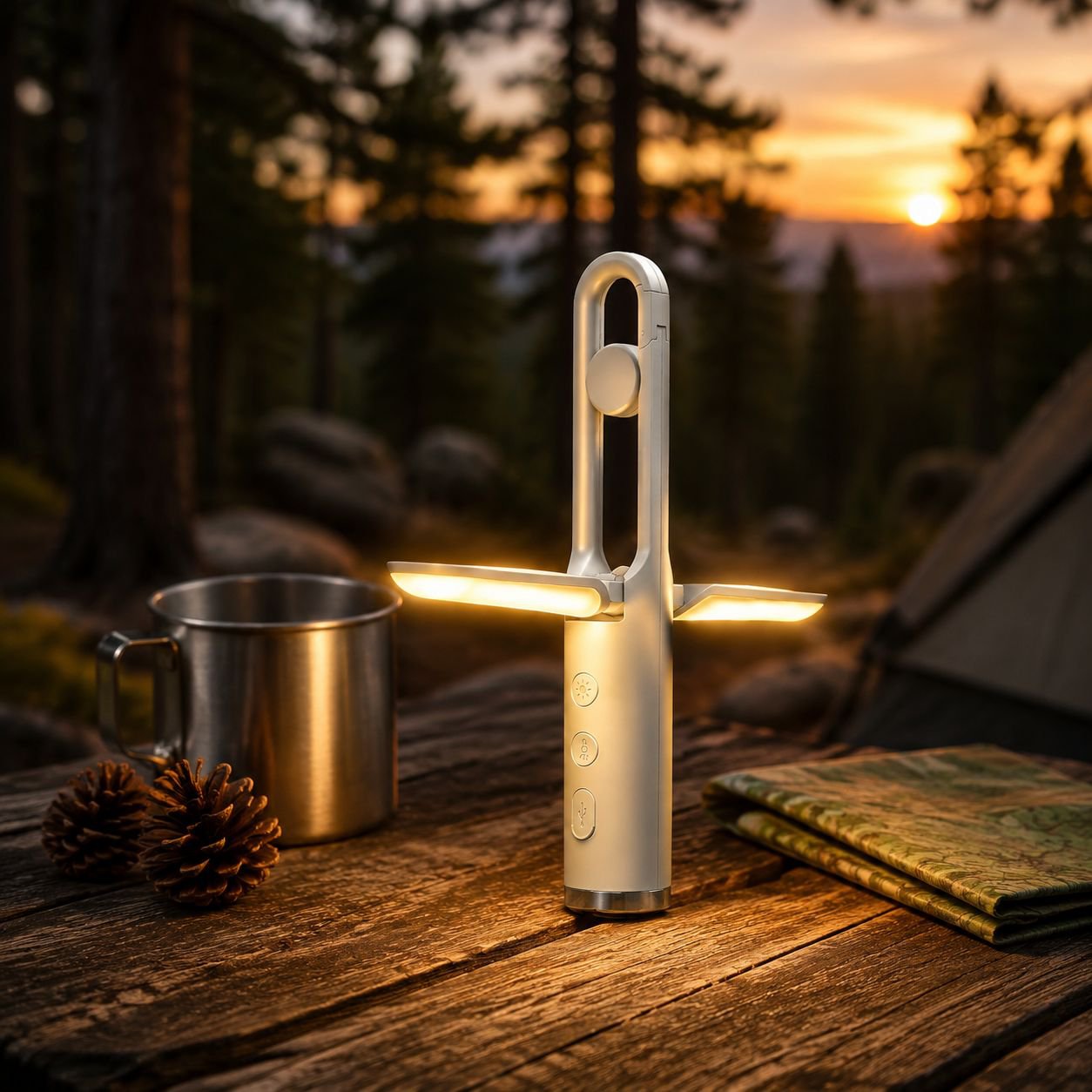 Neue faltbare Campingleuchte im Freien, Notfall-Campingleuchte, Multifunktions-Taschenlampe mit star