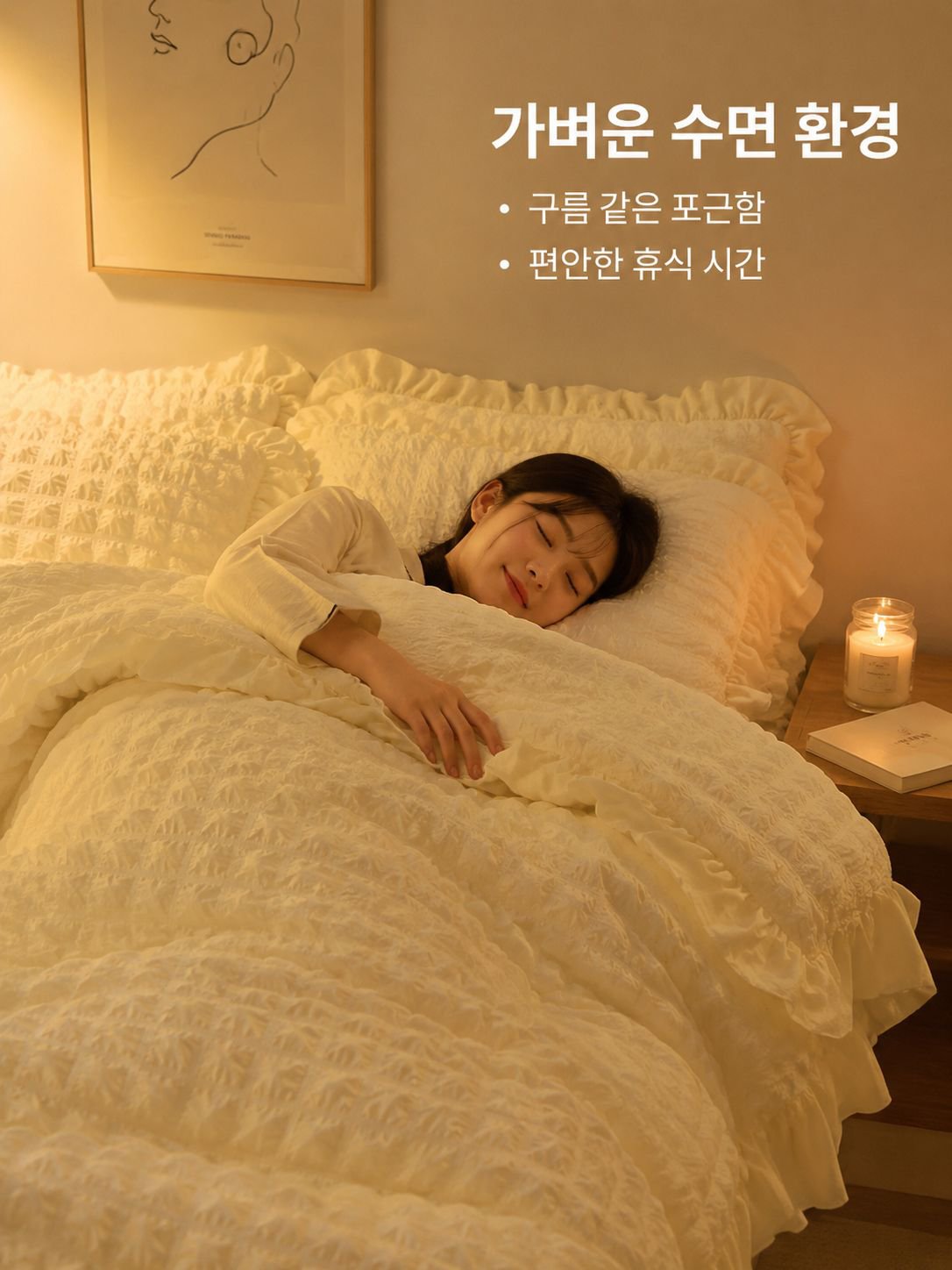산뜻한 워싱면 버블거즈 침대스커트 4종 세트
