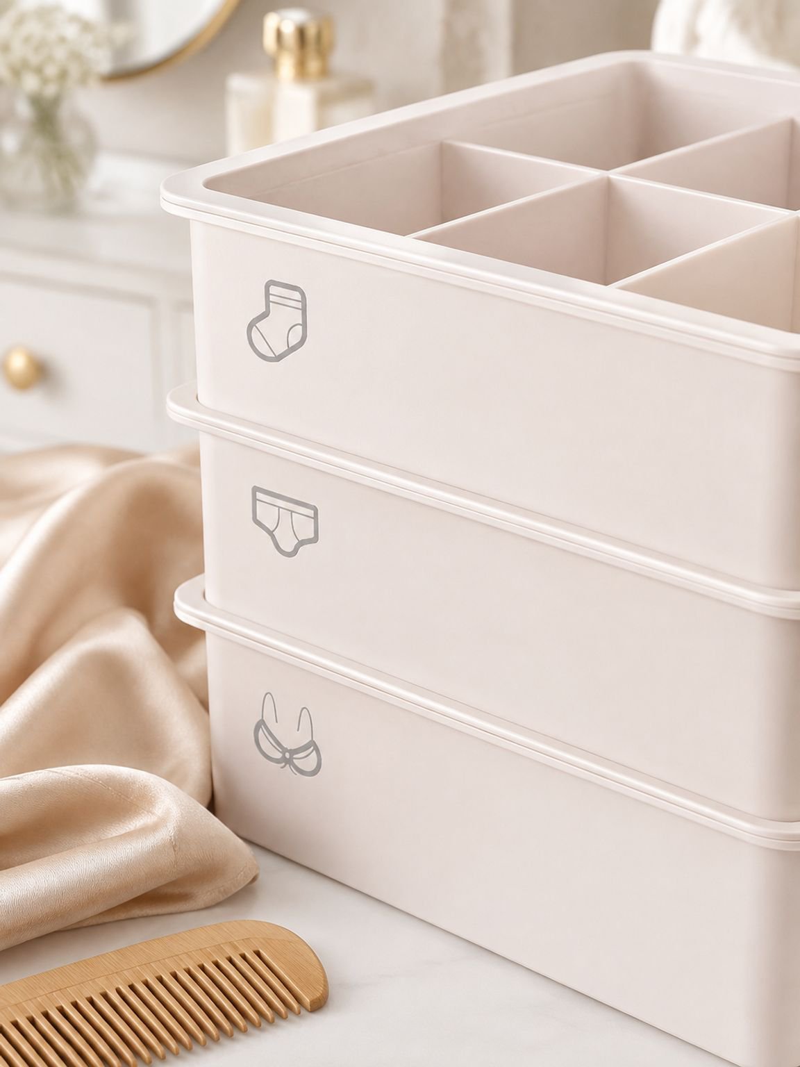 Caja organizadora con divisiones para ropa interior