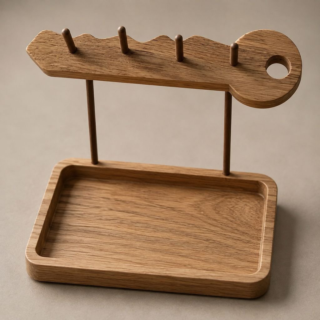 Close-up of key hooks on Door Key Storage Ornament Shelf