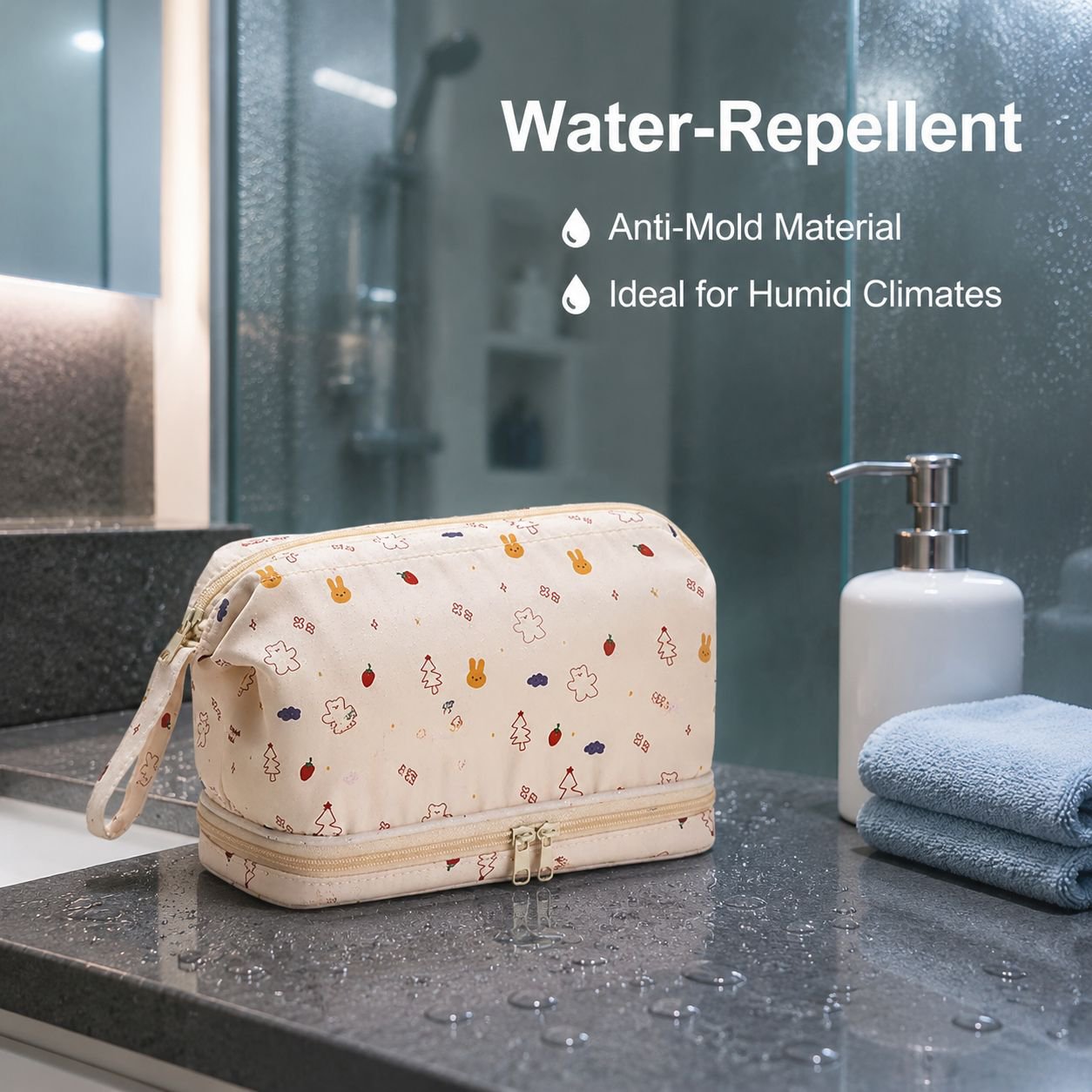 Double-layer Waterproof Cute Makeup Bag Large Capacity Organizer