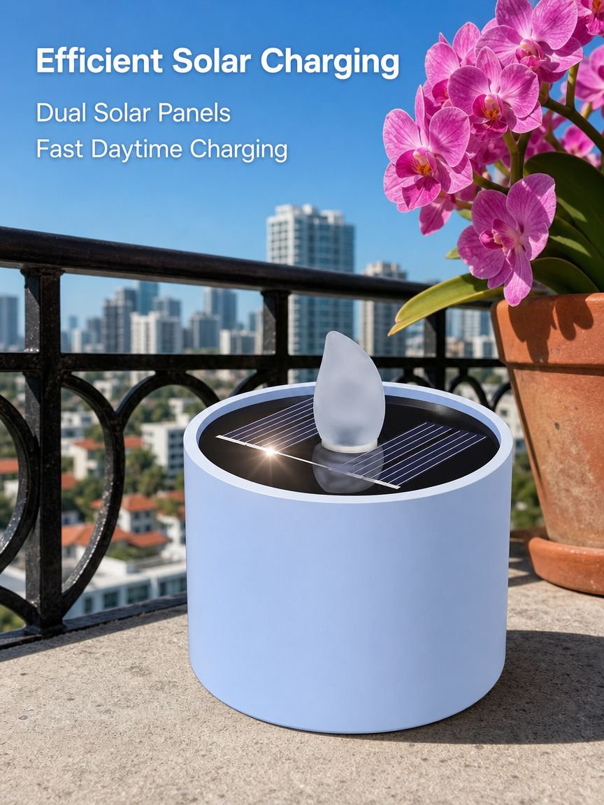 Solar-powered candle night light