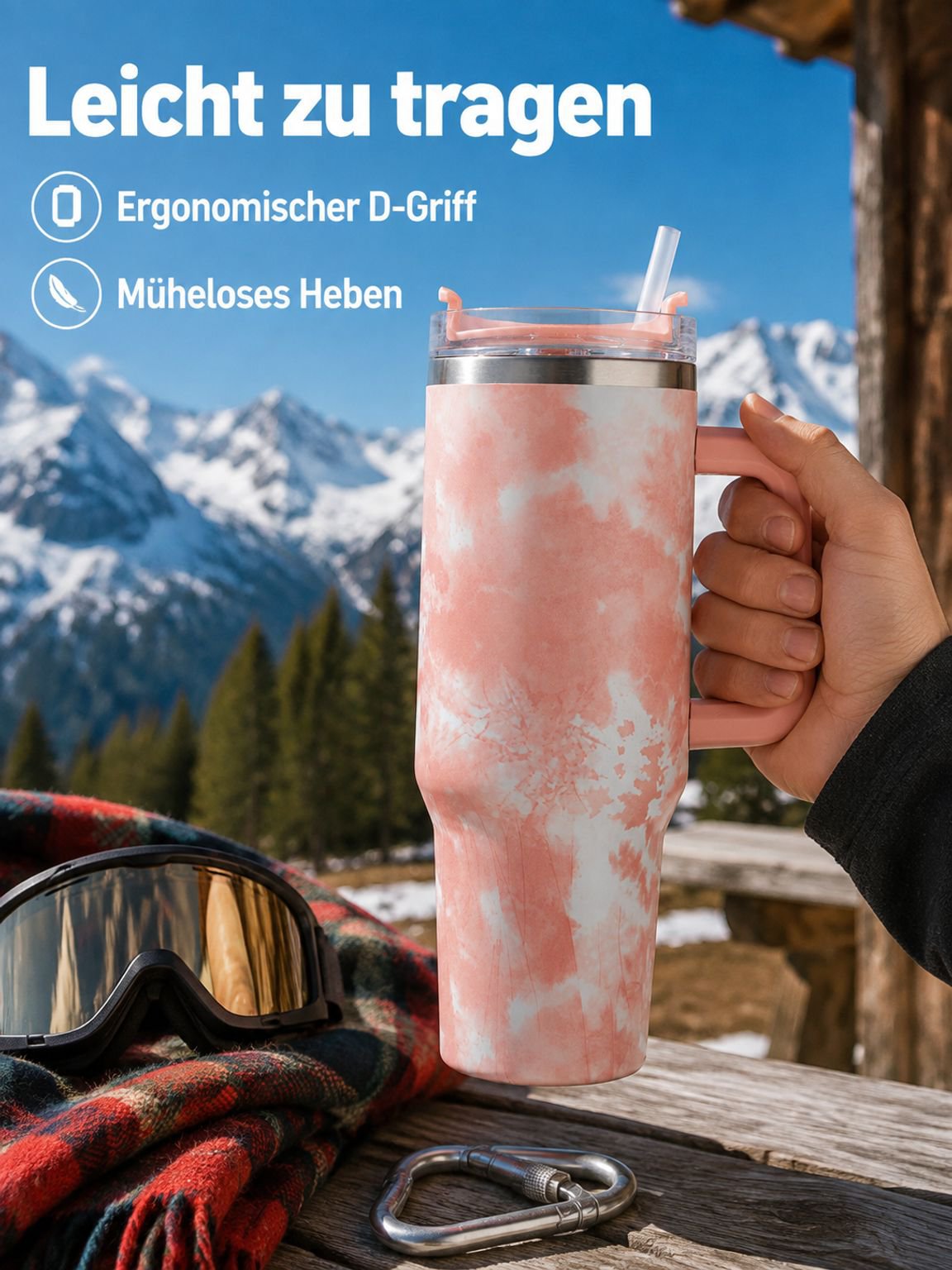 40oz Edelstahl-Thermobecher mit großem Fassungsvermögen für Auto