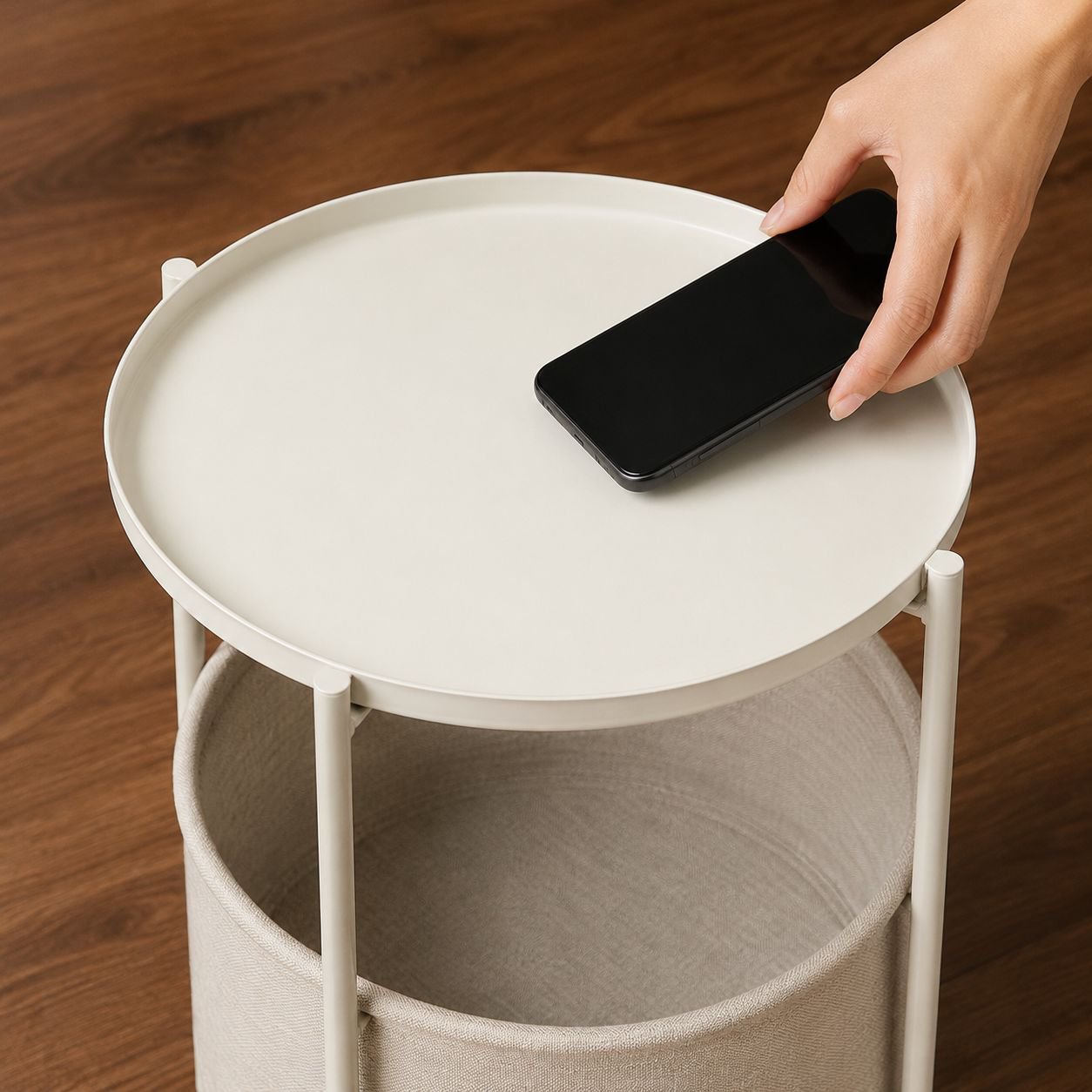 Modern Simple Light Luxury Iron Round Side Table, Sofa Table, Bedroom Nightstand