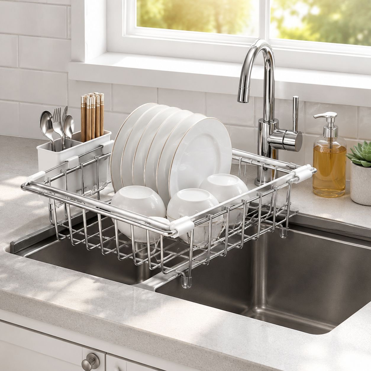 Multi-functional Sink Dish & Utensil Organizer