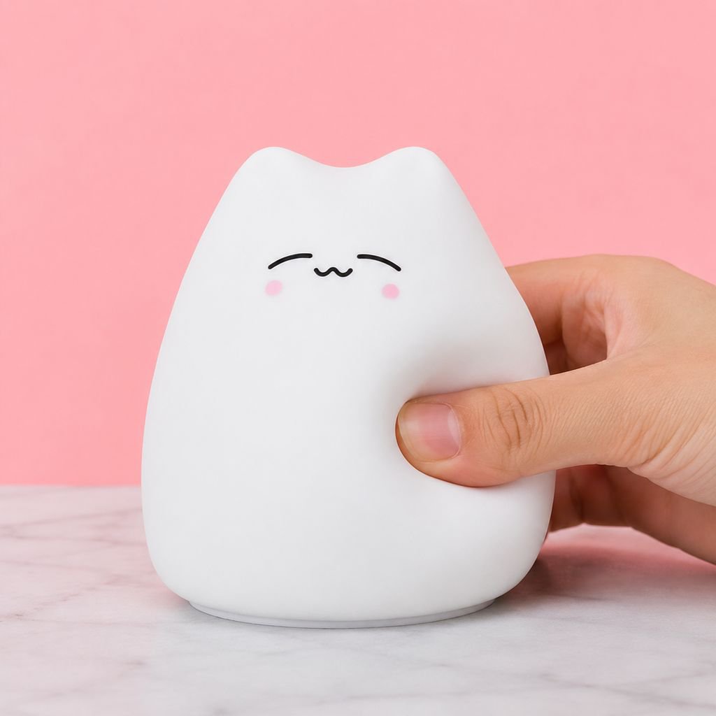 Lámpara de Noche LED con Muñeco de Silicona, Diseño Infantil