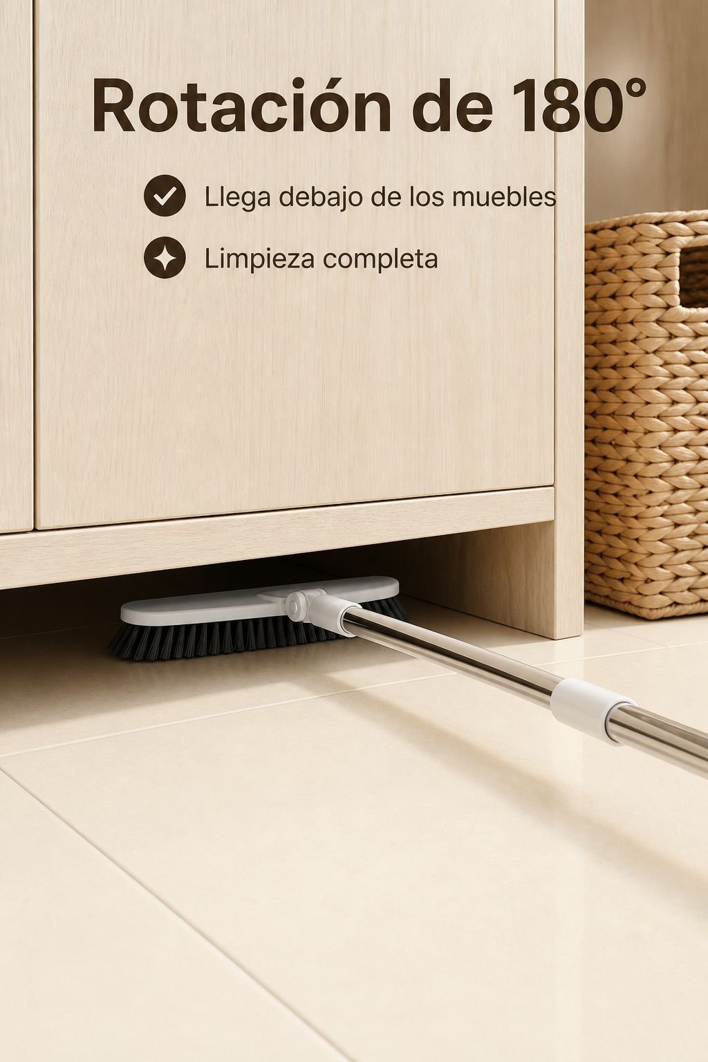 Cepillo de piso de cerdas duras con mango largo para limpiar esquinas