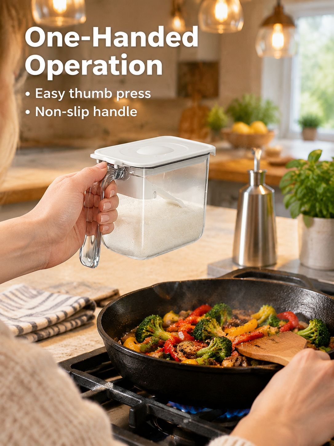 Airtight seasoning container keeping spices fresh and dry