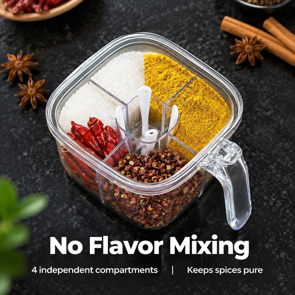 Modern spice storage container with multiple compartments