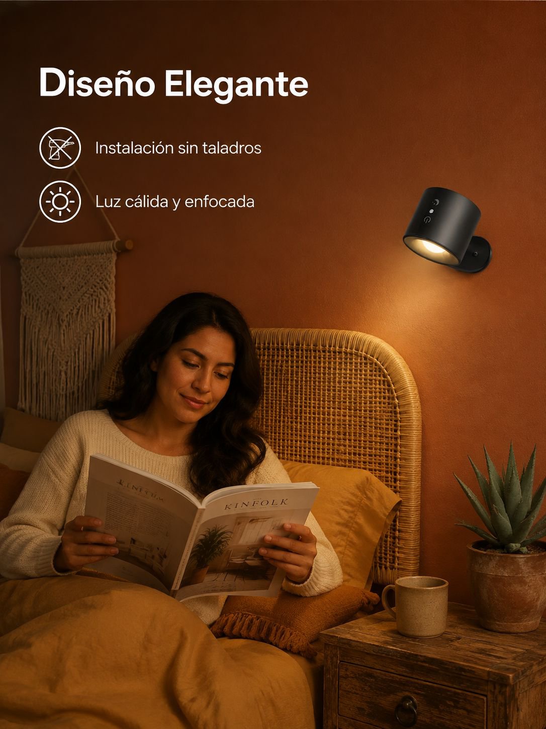 Lámpara de lectura de mesa con control remoto