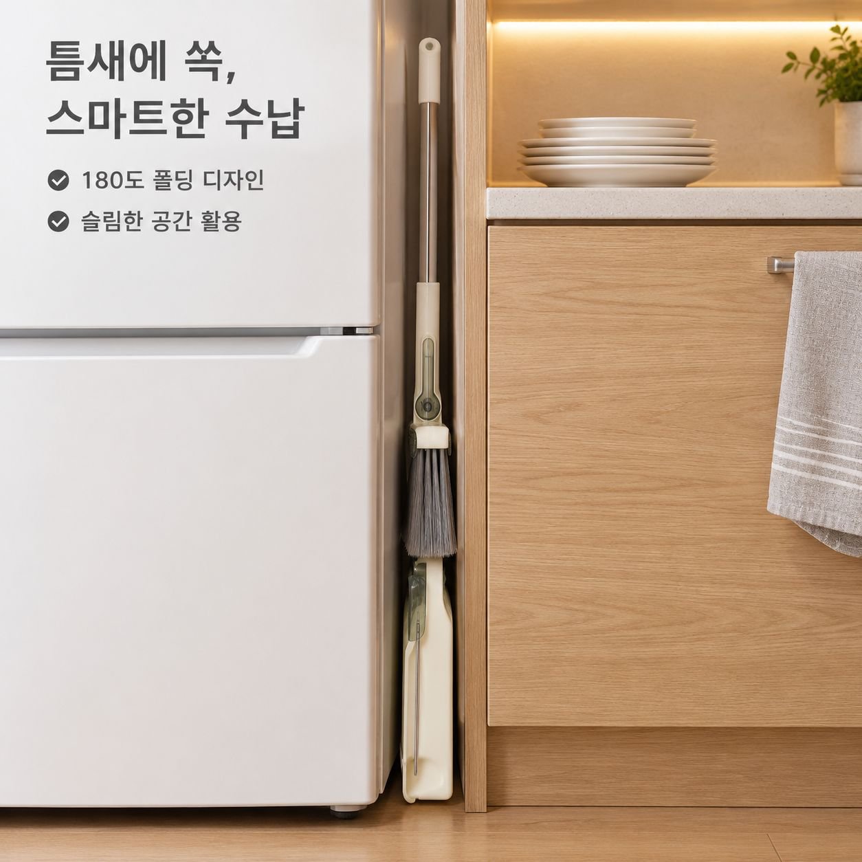 두꺼운 접이식 빗자루와 쓰레받기 세트