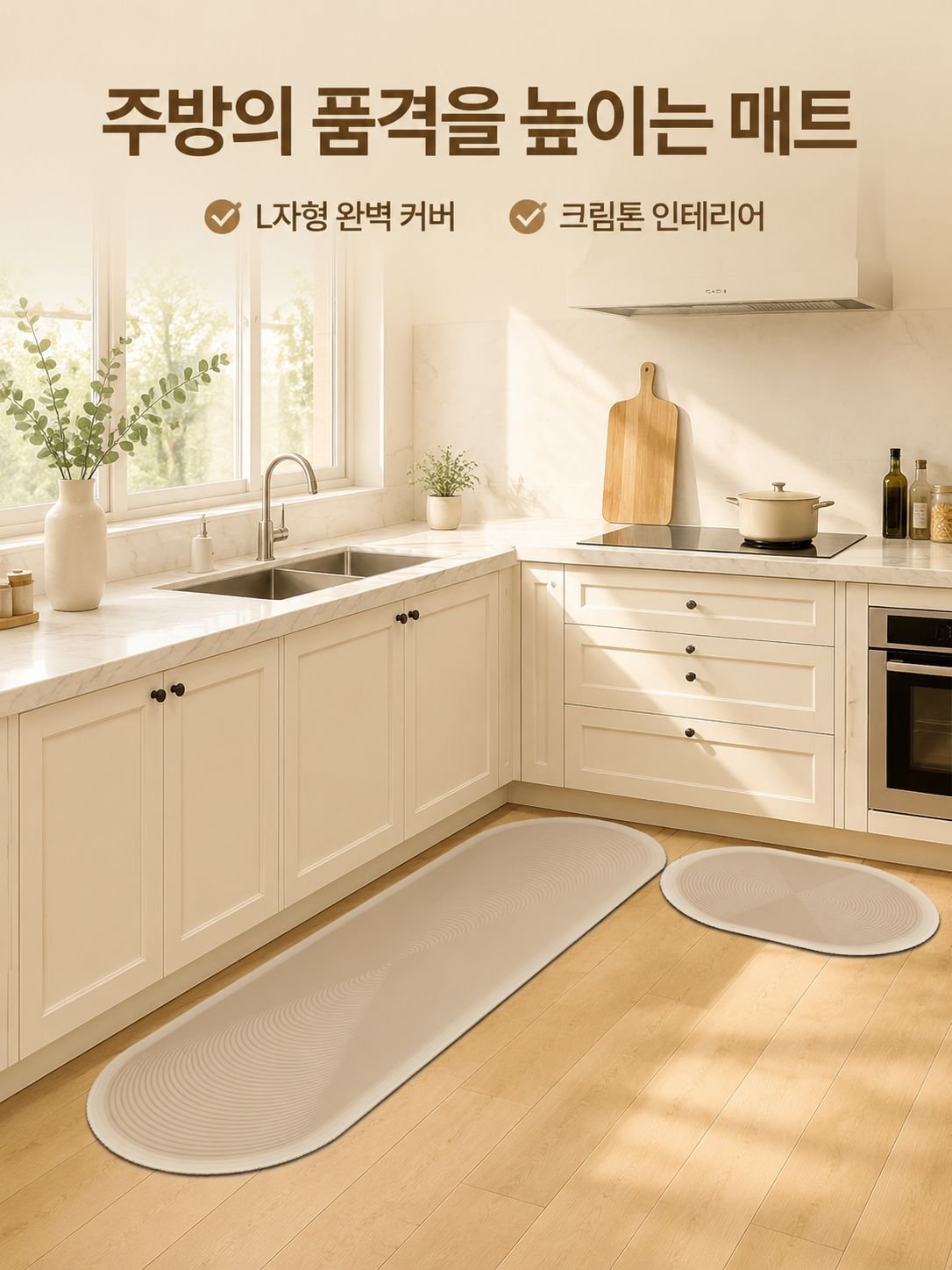 얼룩 방지 및 닦기 쉬운 주방 매트