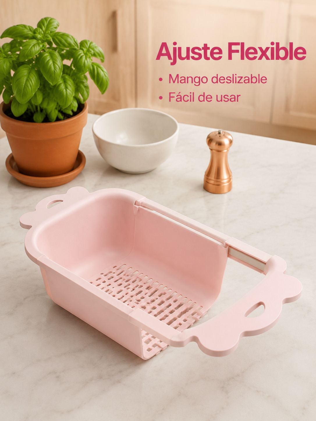 Cesta extensible para lavar y escurrir verduras de grado alimenticio con dopamina