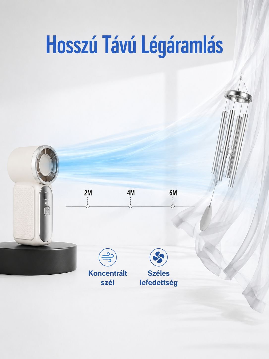 Újratölthető USB ventilátor kézben tartva
