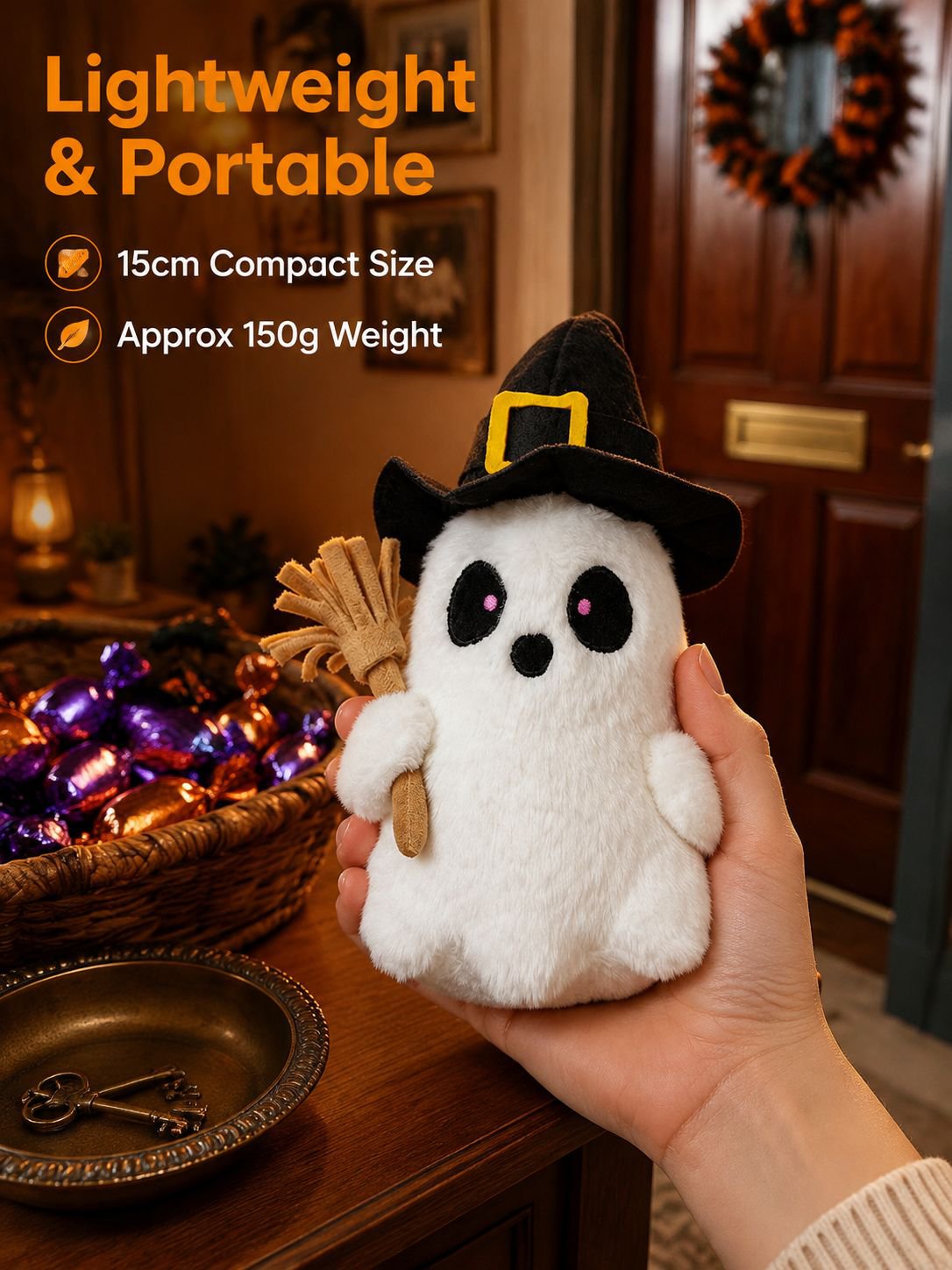 Halloween decorations, pumpkin ghost witch plush toy keychain, Day of the Dead party doll