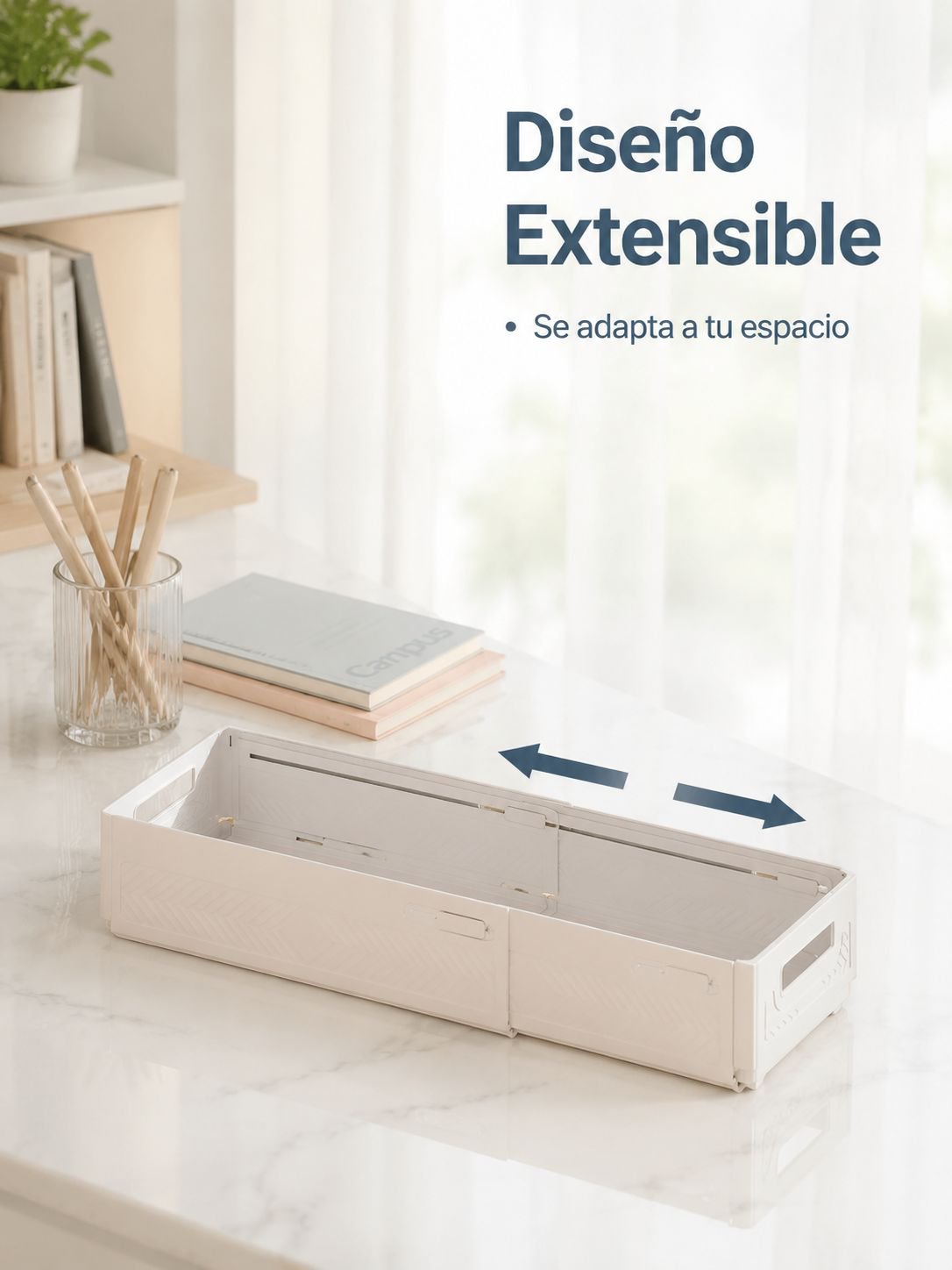 Caja organizadora de escritorio extensible con cajón