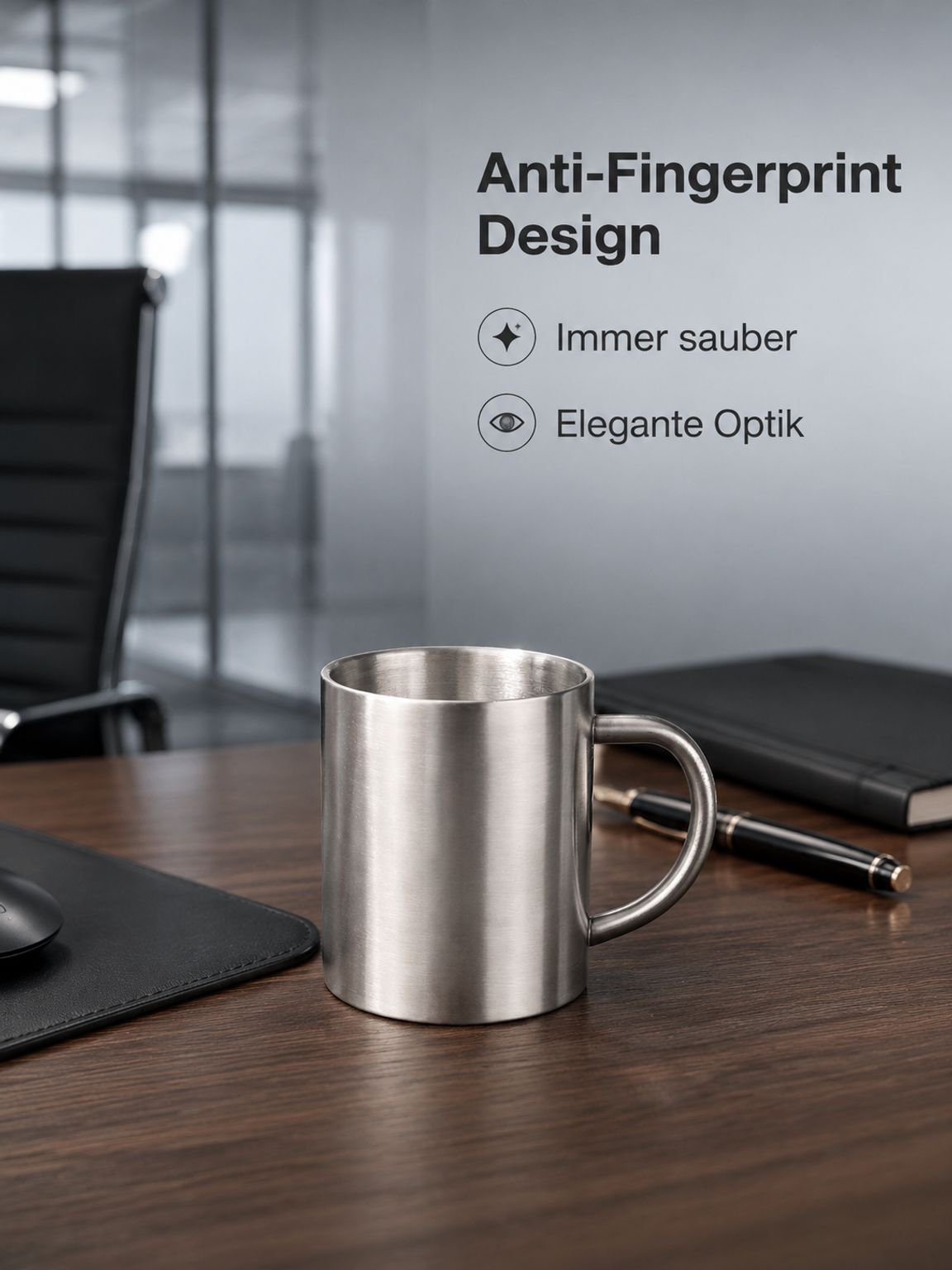 Modernes Design: Edelstahlbecher mit Doppelwand