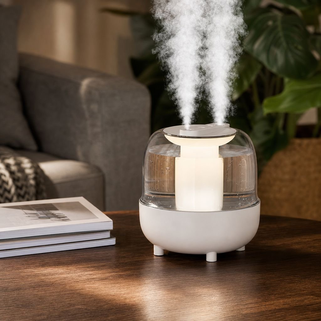 Dual Spray Large Capacity Humidifier with Night Light for Bedroom and Office