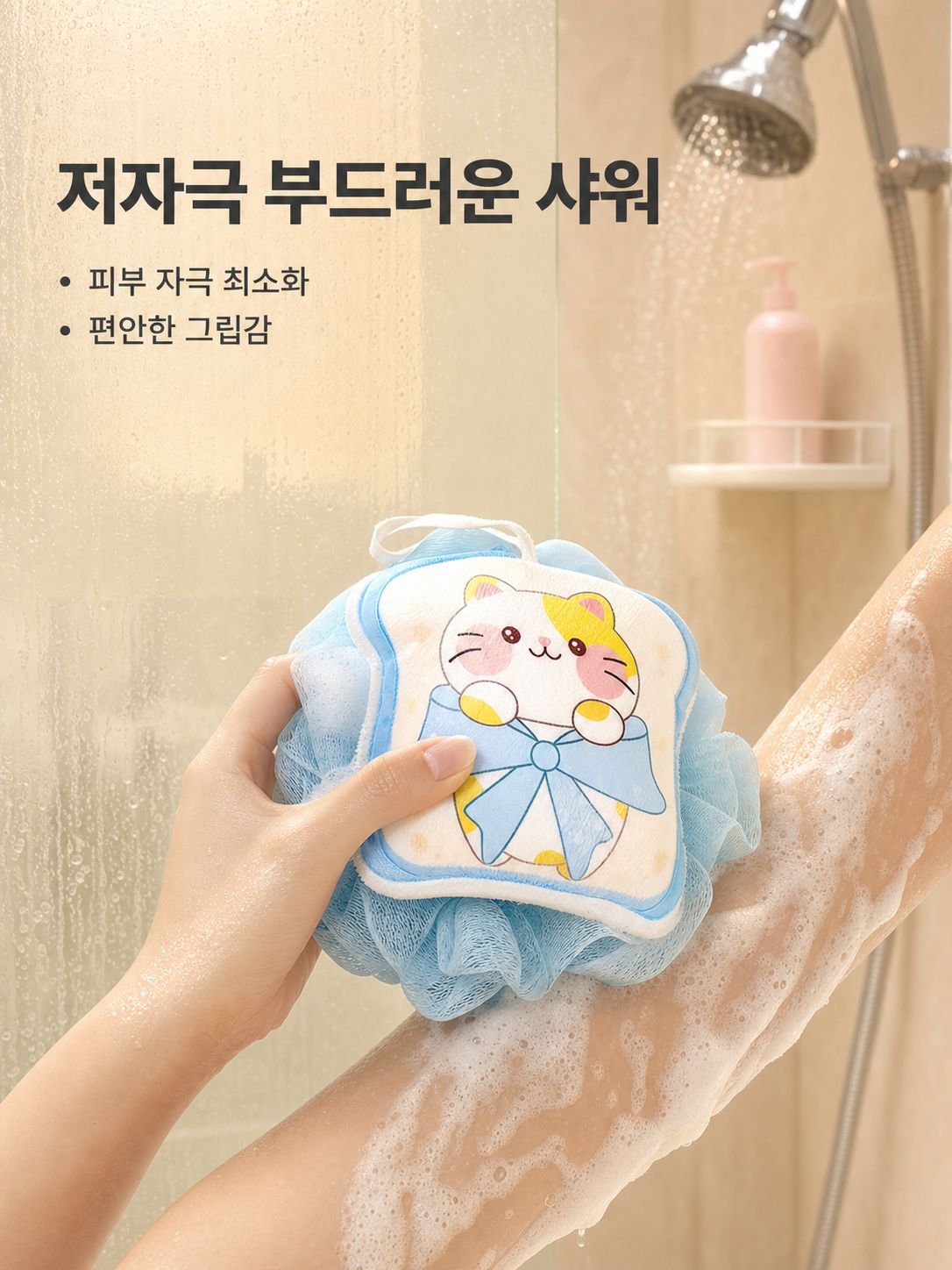 소프트 더블 샤워 플라워 때밀이 2 in 1 디자인으로 쉽게 변형되지 않고 뭉침이 빠르게 일어나는 성인용 때밀이 타월