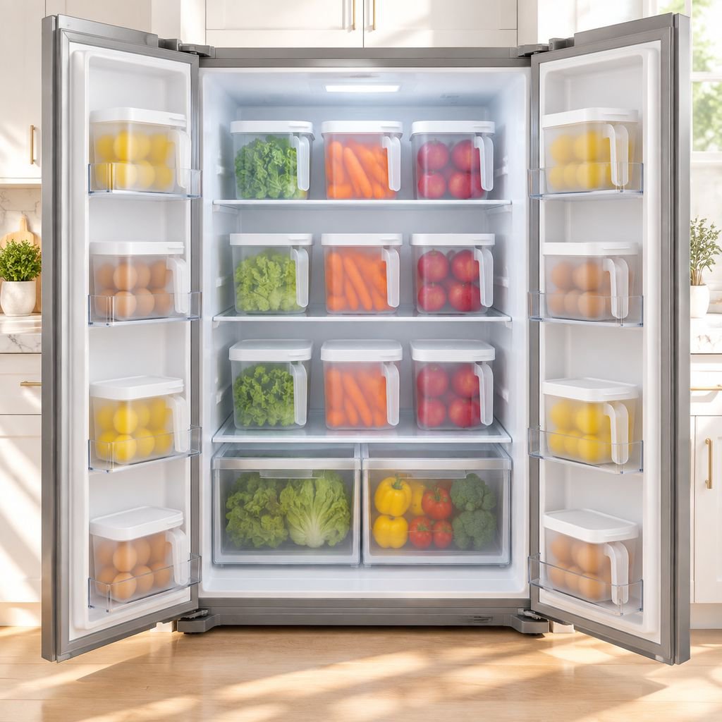 Reusable fridge food container for vegetables and eggs