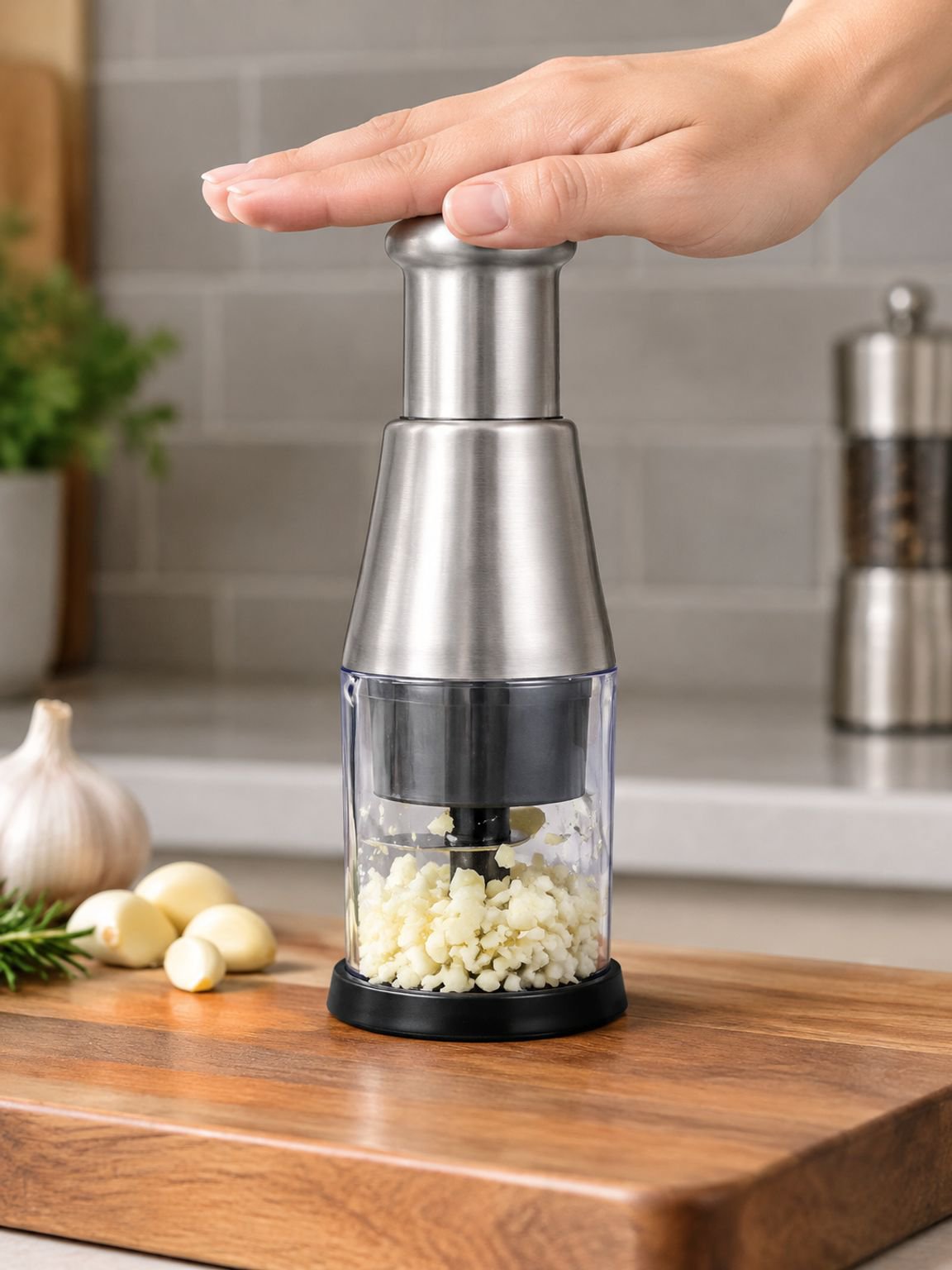 Presse-ail en acier inoxydable pour cuisine domestique