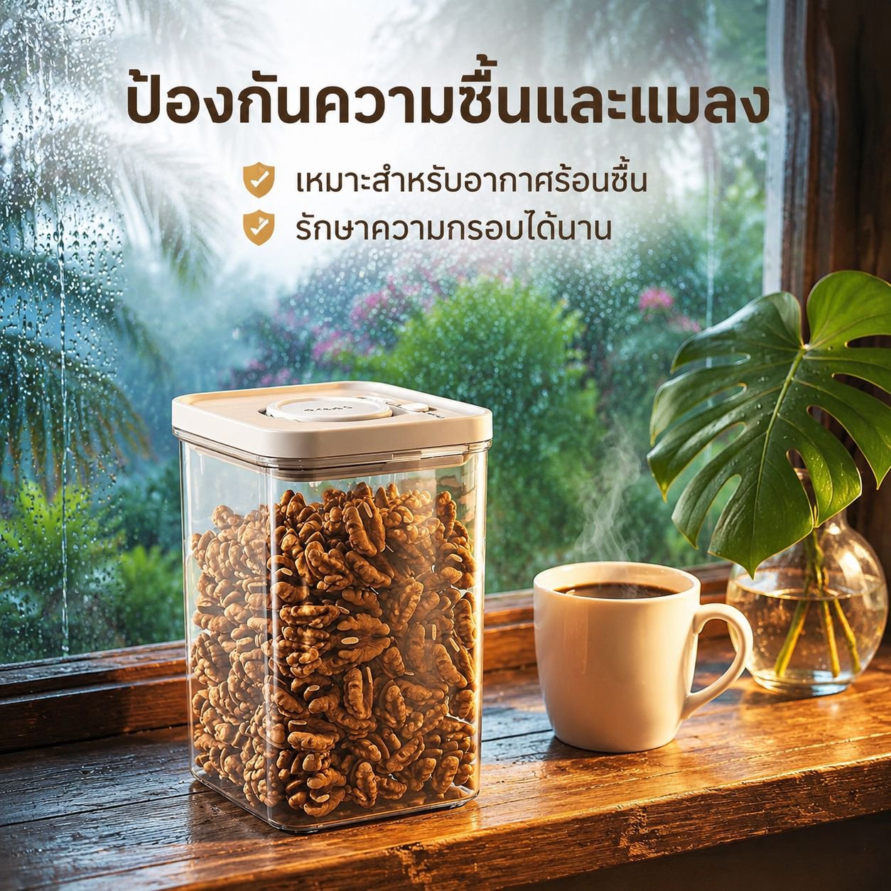 กล่องเก็บธัญพืชใสแบบกดซีลสูญญากาศพลาสติก