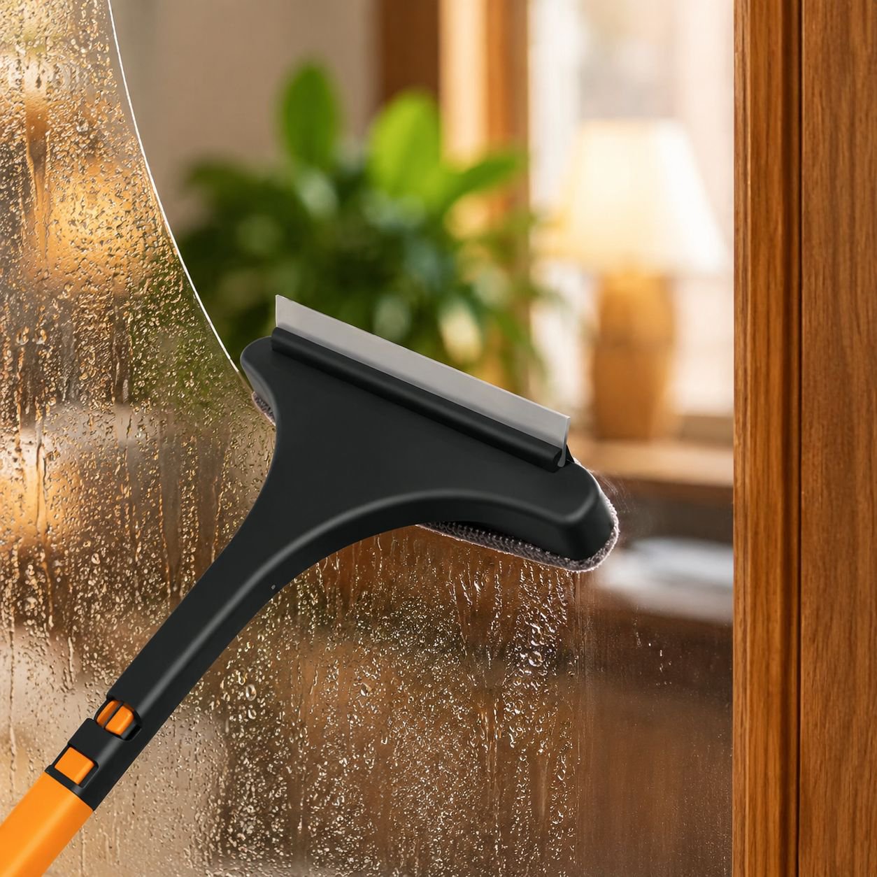 Multi-purpose squeegee tool used on curtain fabric
