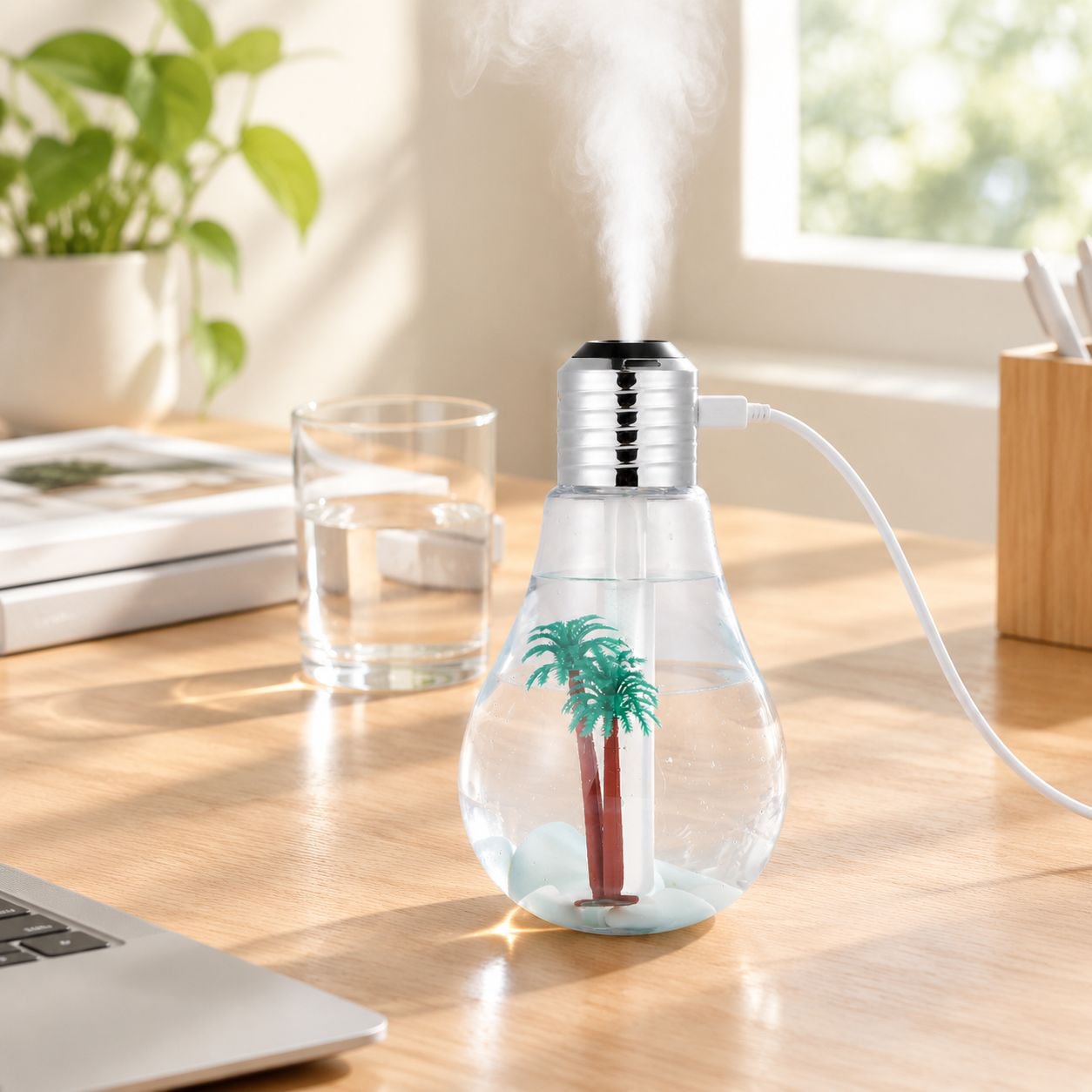 空気加湿器usb大霧量噴霧家庭用オフィスデスクトップ七彩電球humidentifiersクロスボーダー