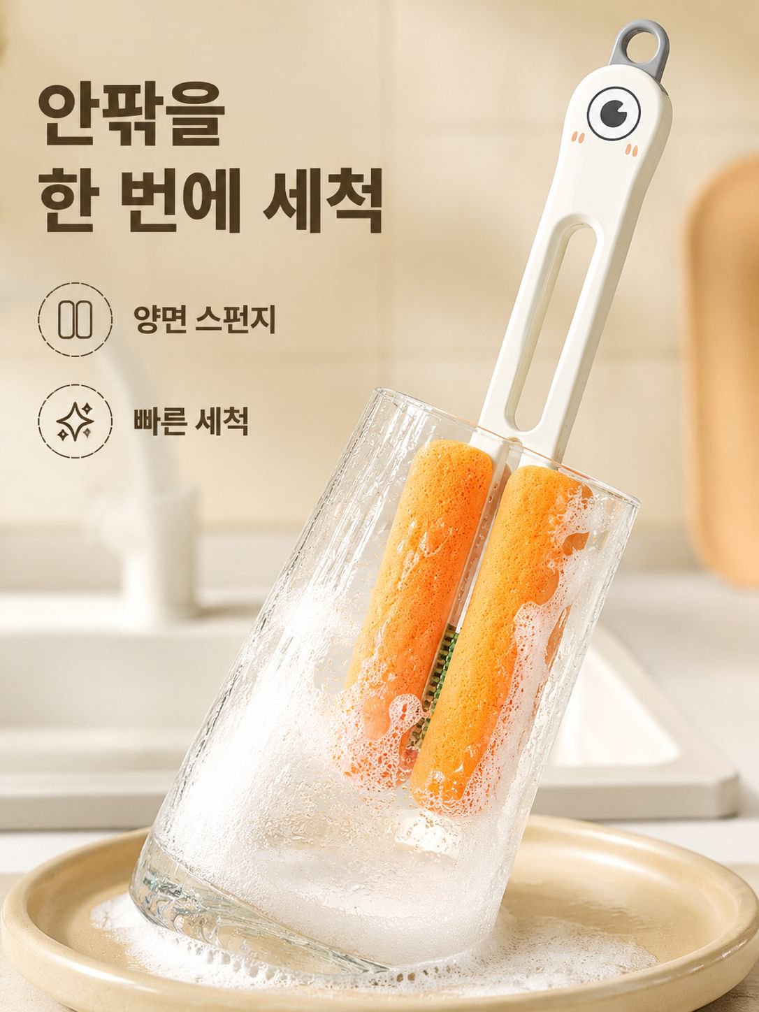 다기능 양면 긴 손잡이 컵 브러쉬