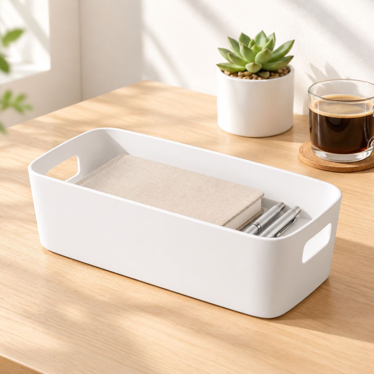 Caja organizadora de escritorio rectangular