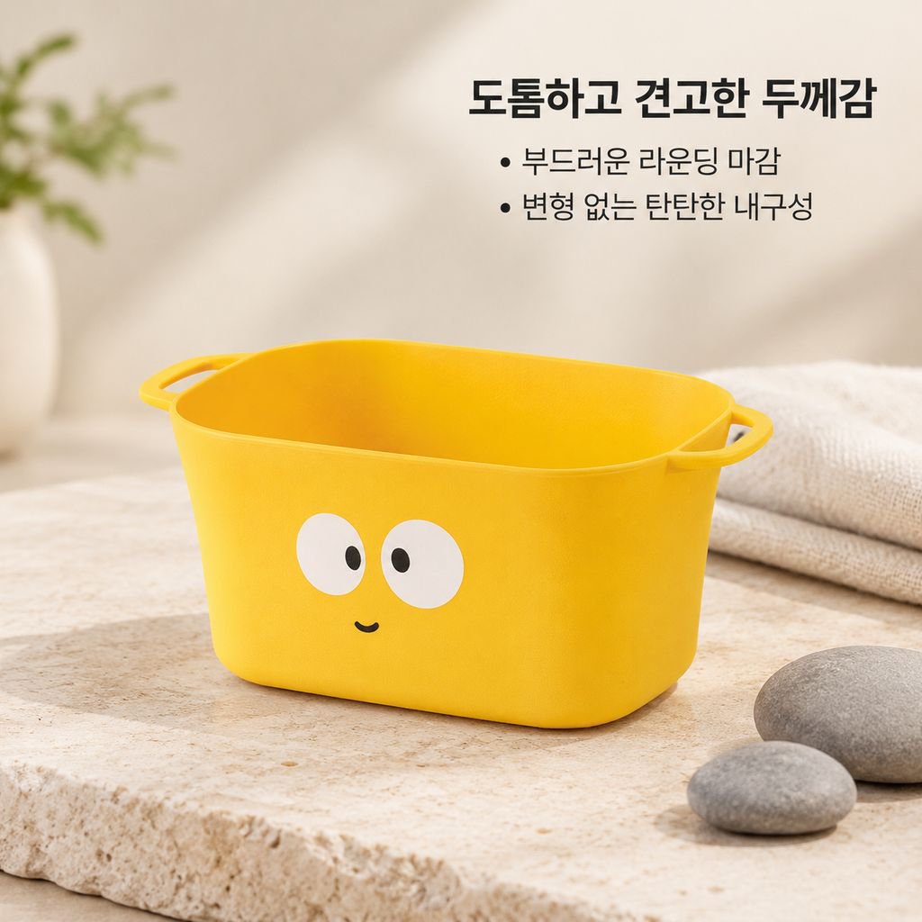 손잡이 달린 도파민풍 귀여운 데스크 수납 바구니