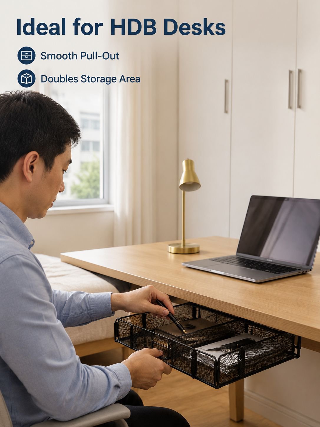 Under-desk drawer storage rack